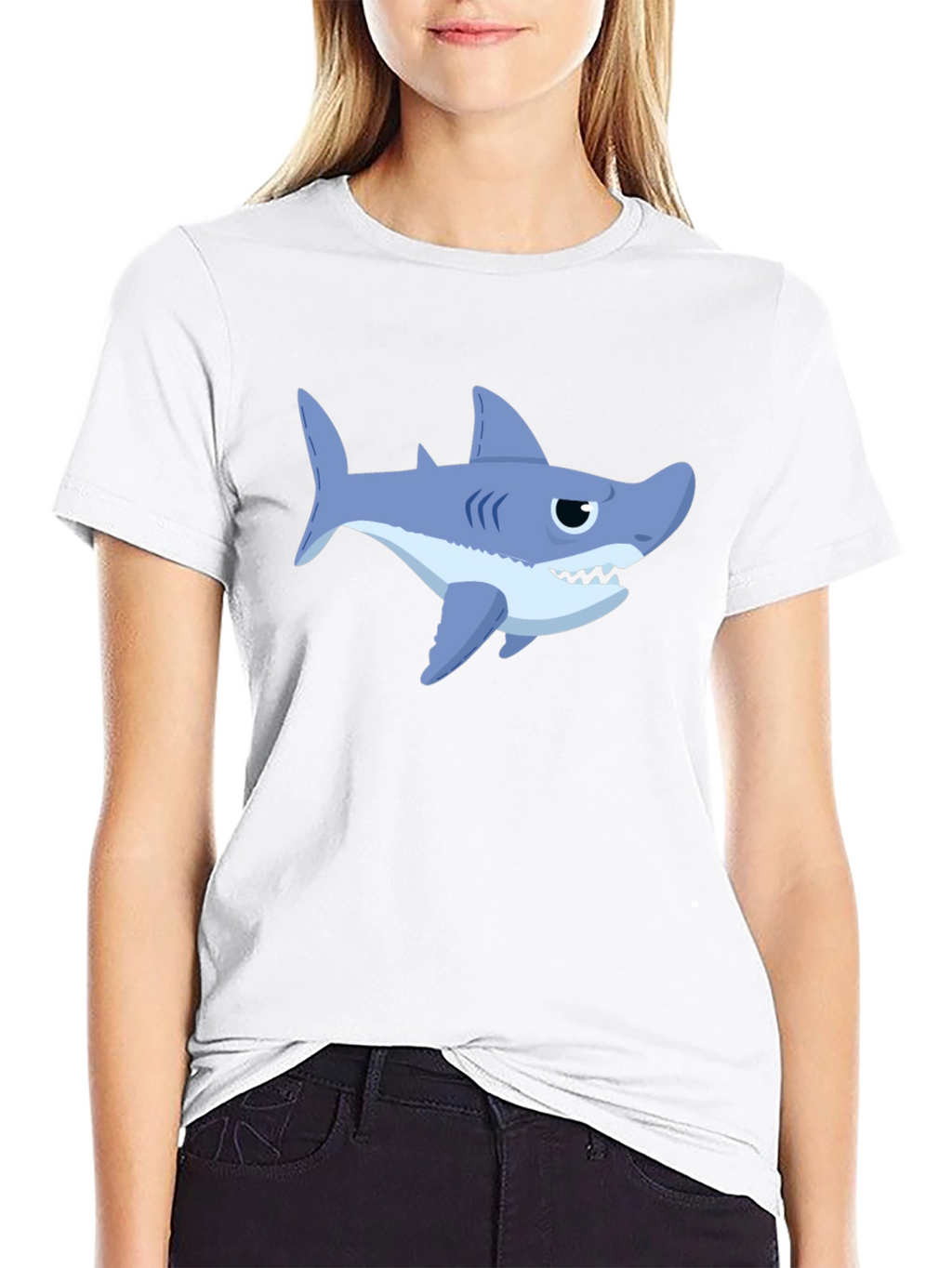 Shark Graphic Print Crew Neck T-Shirt