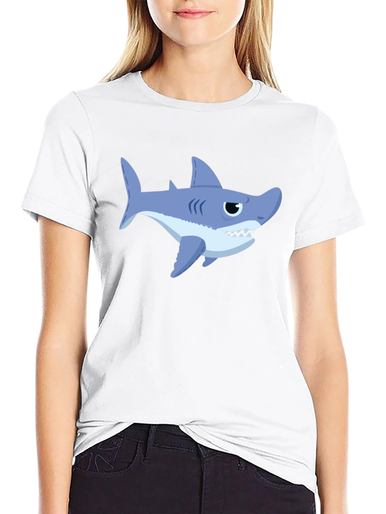 Shark Graphic Print Crew Neck T-Shirt
