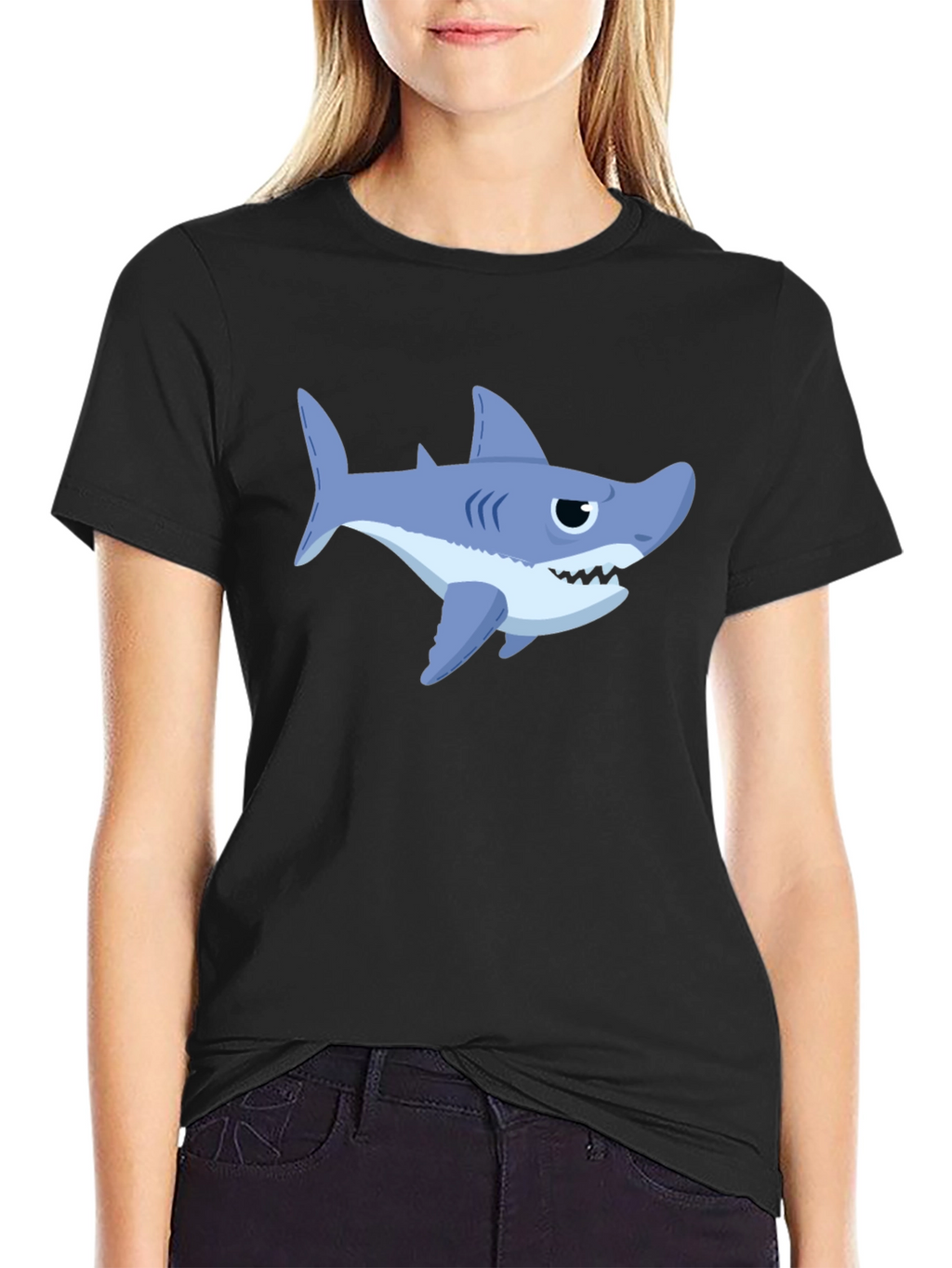 Shark Graphic Print Crew Neck T-Shirt
