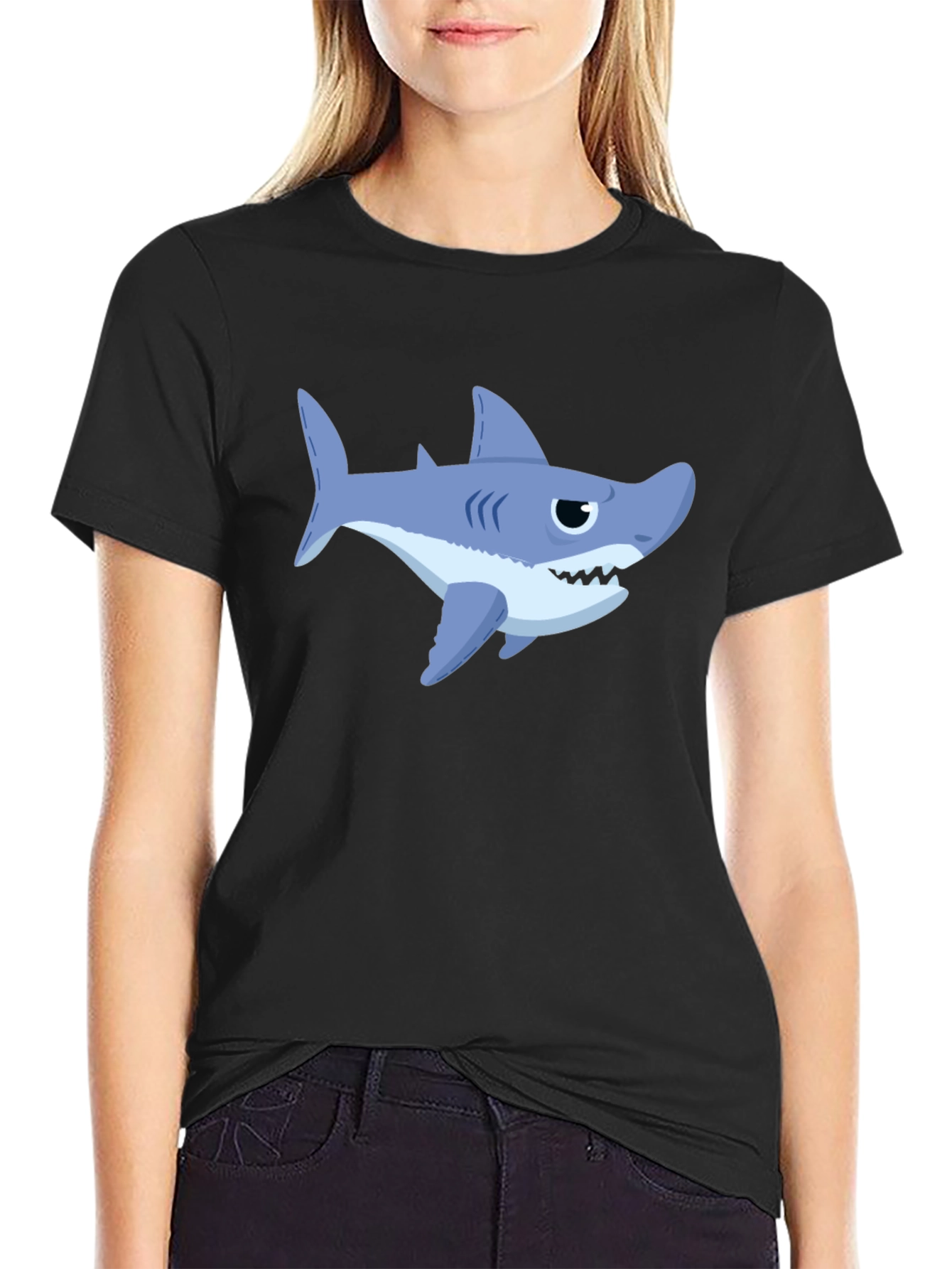 Shark Graphic Print Crew Neck T-Shirt