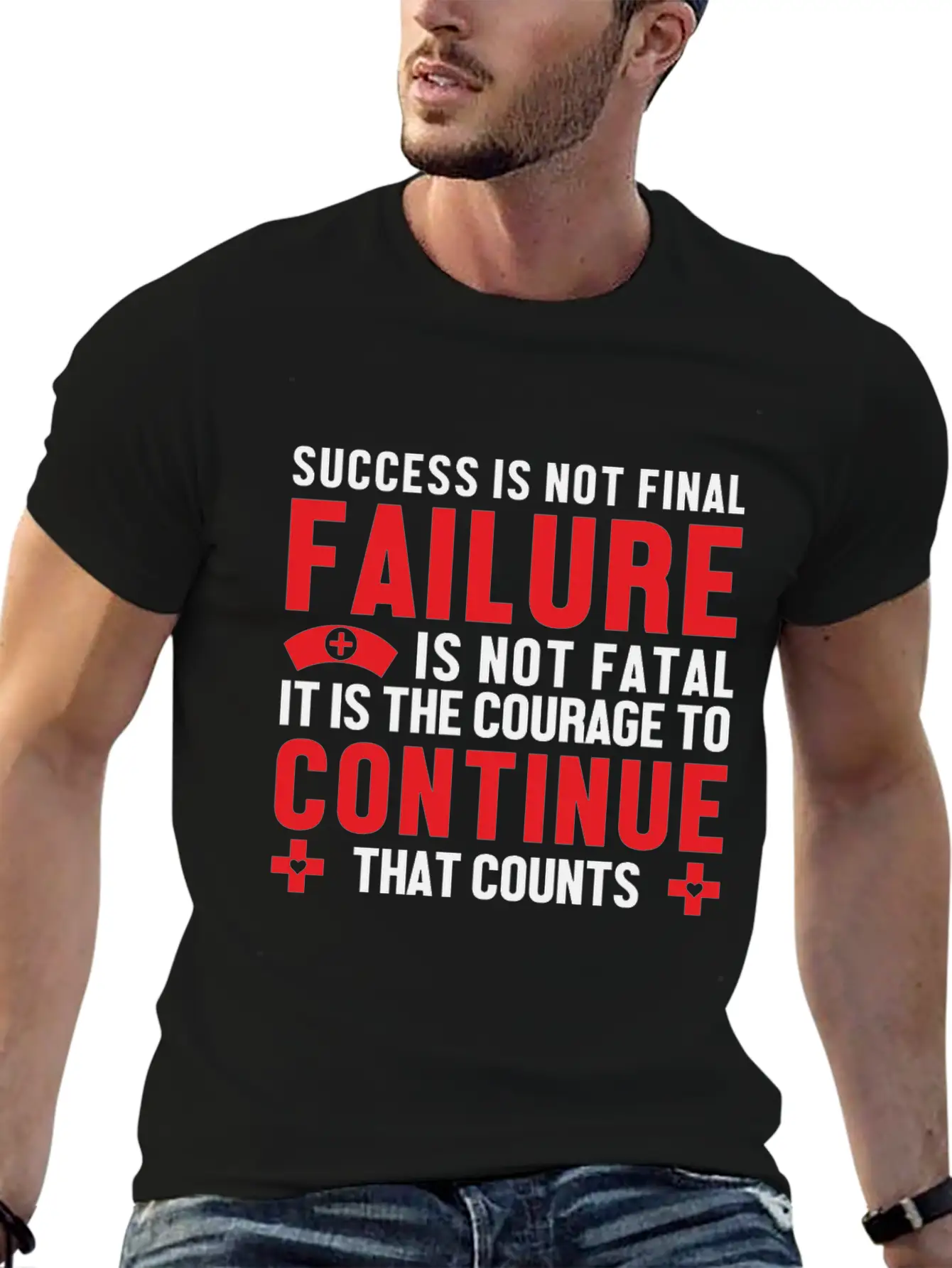 Failure Is Not Fatal Unisex Short Sleeve Soft Cotton T-Shirt – Casual Everyday Wear