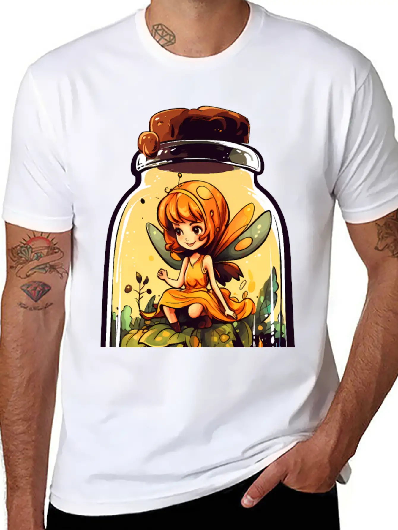 Fairy In A Jar Essential Cotton Tee For Daily Outfits – Unisex Style