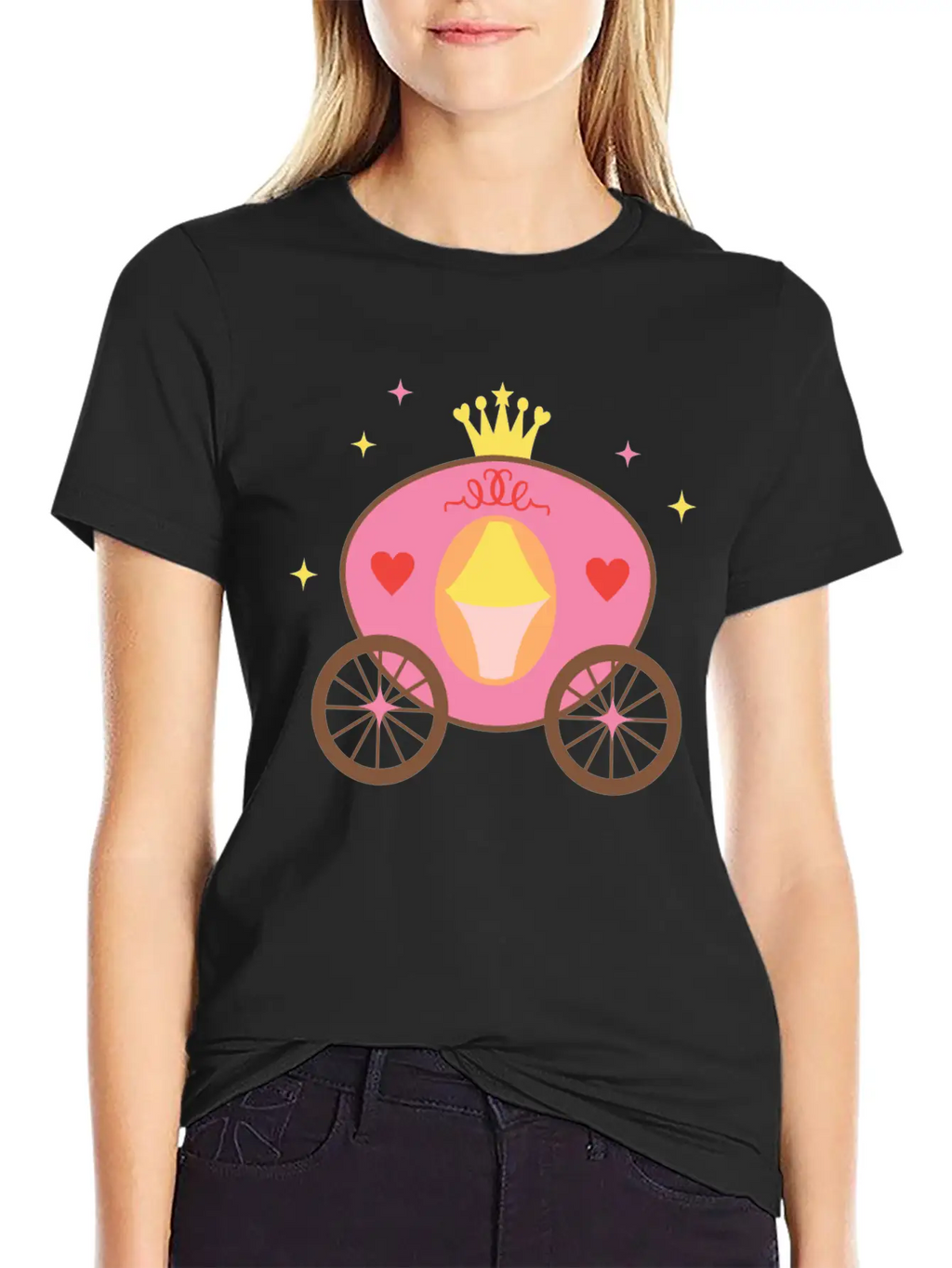 Fairy Tale Princess Horse Cart Casual Graphic T-Shirt – Simple And Comfortable Daily Wear