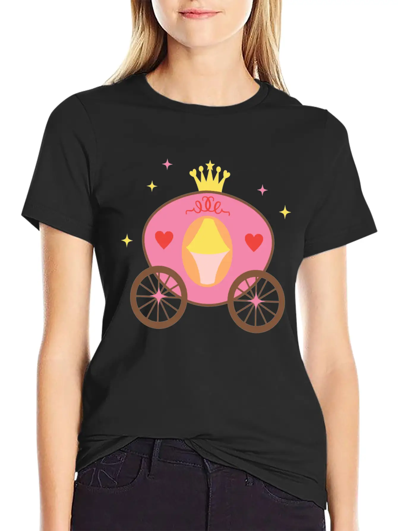 Fairy Tale Princess Horse Cart Casual Graphic T-Shirt – Simple And Comfortable Daily Wear