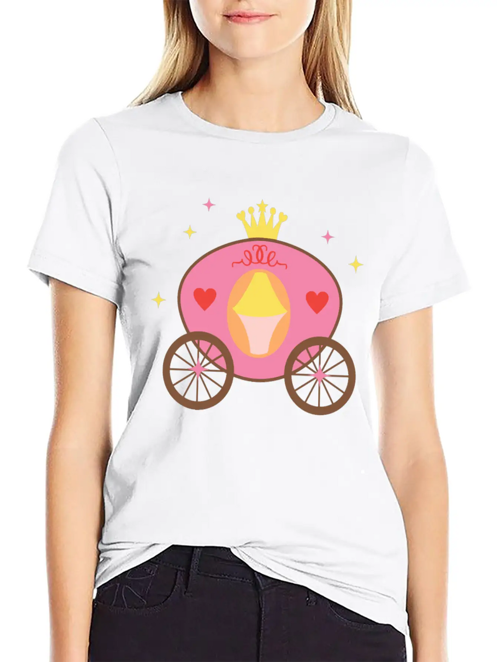 Fairy Tale Princess Horse Cart Casual Graphic T-Shirt – Simple And Comfortable Daily Wear
