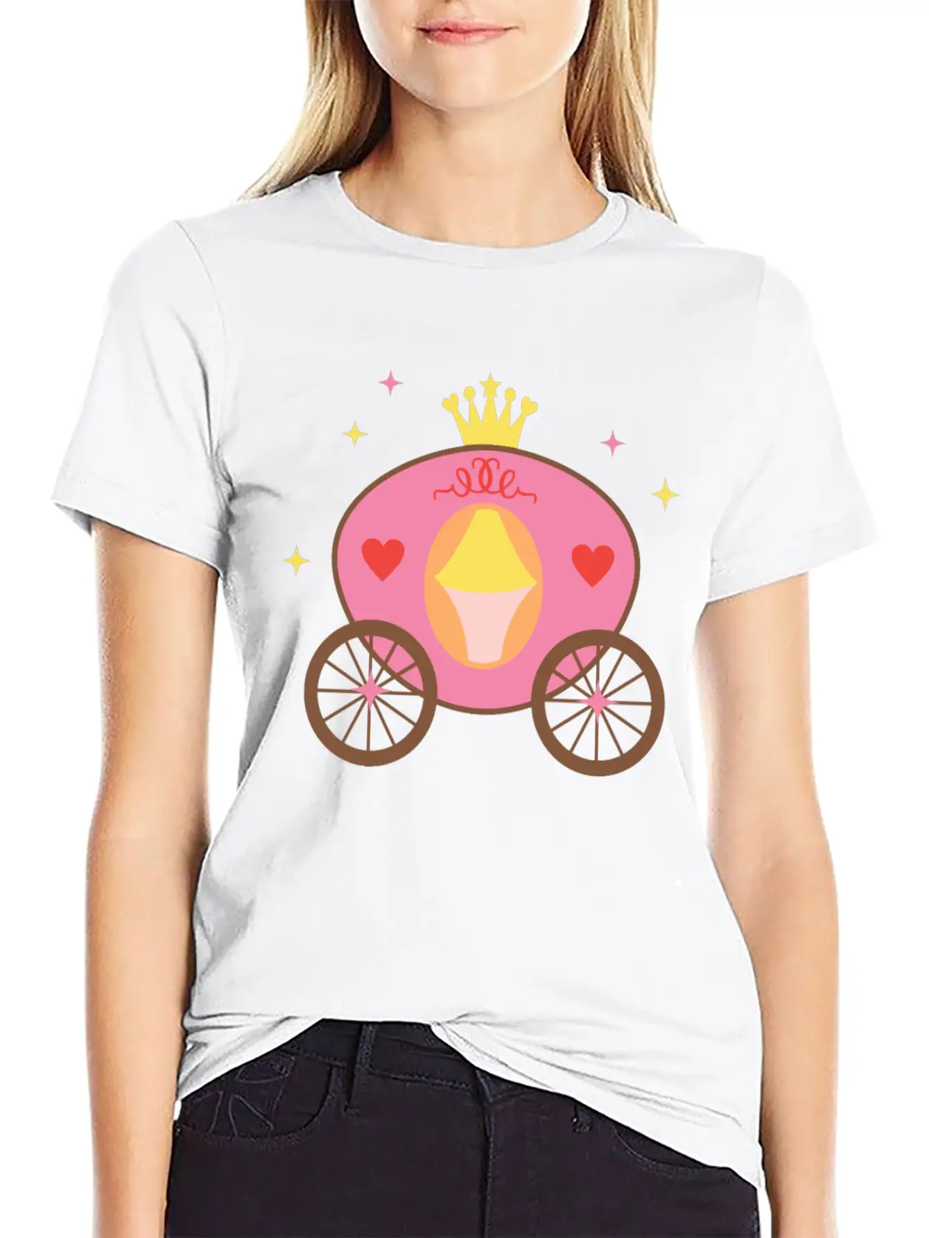 Fairy Tale Princess Horse Cart Casual Graphic T-Shirt – Simple And Comfortable Daily Wear
