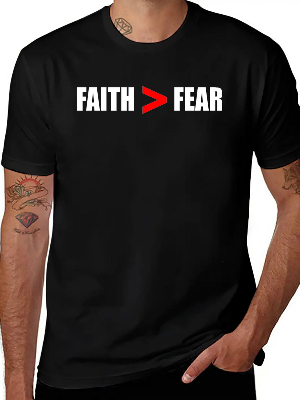 Faith Bigger Than Fear Breathable Soft Cotton T-Shirt – Timeless Casual Look