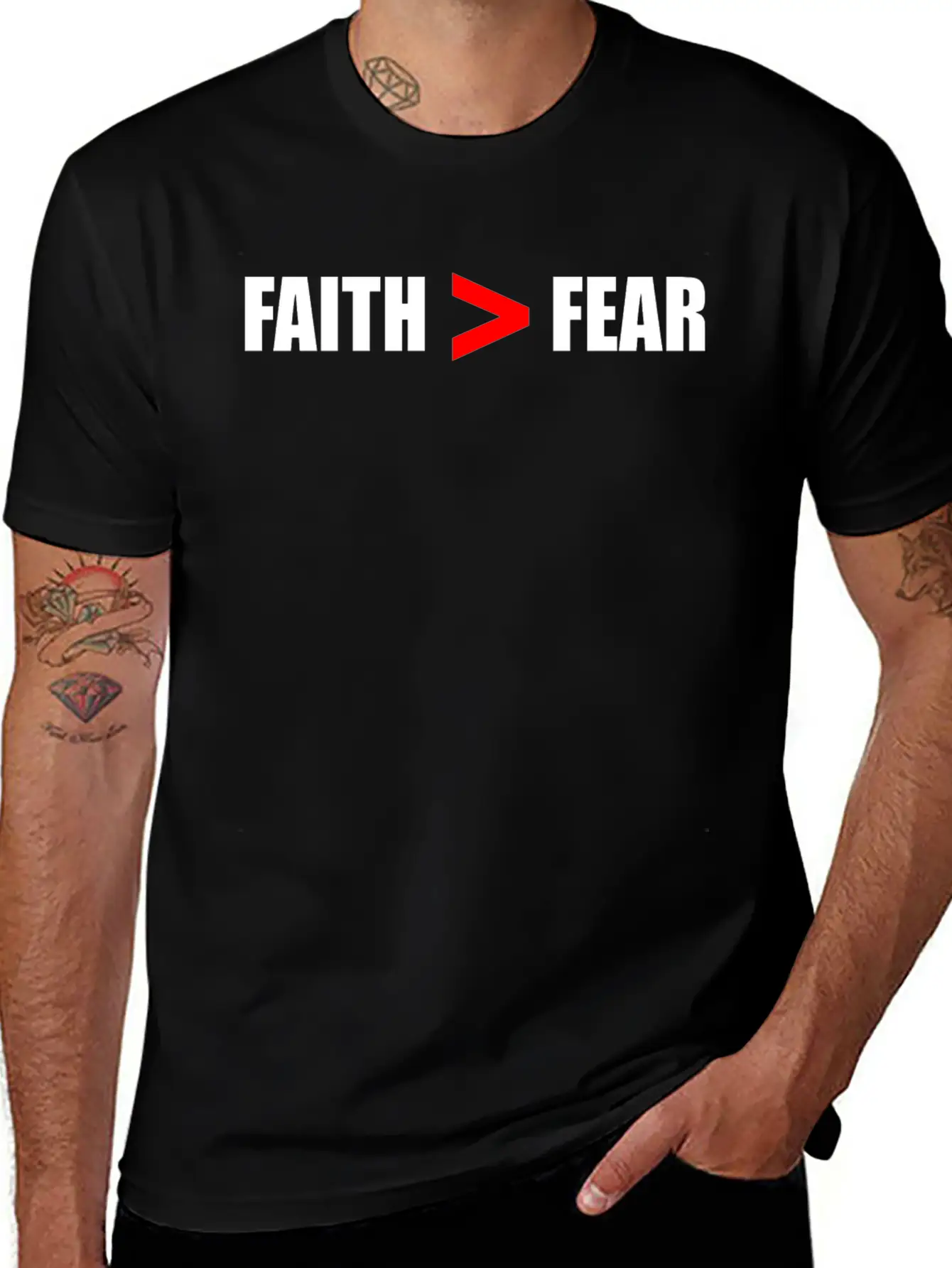 Faith Bigger Than Fear Breathable Soft Cotton T-Shirt – Timeless Casual Look
