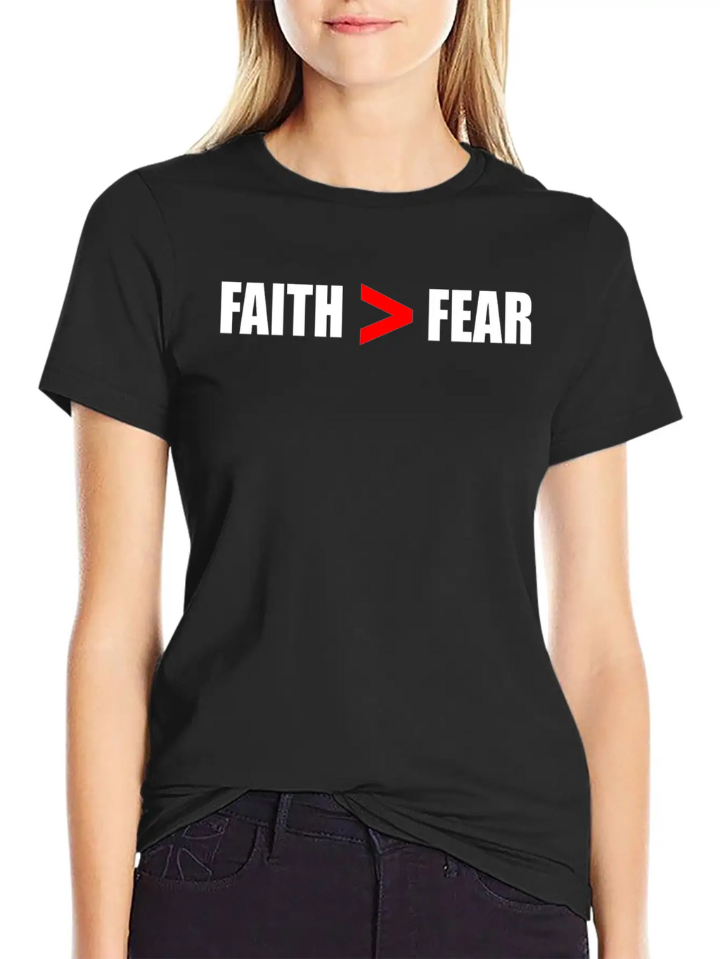 Faith Bigger Than Fear Breathable Soft Cotton T-Shirt – Timeless Casual Look