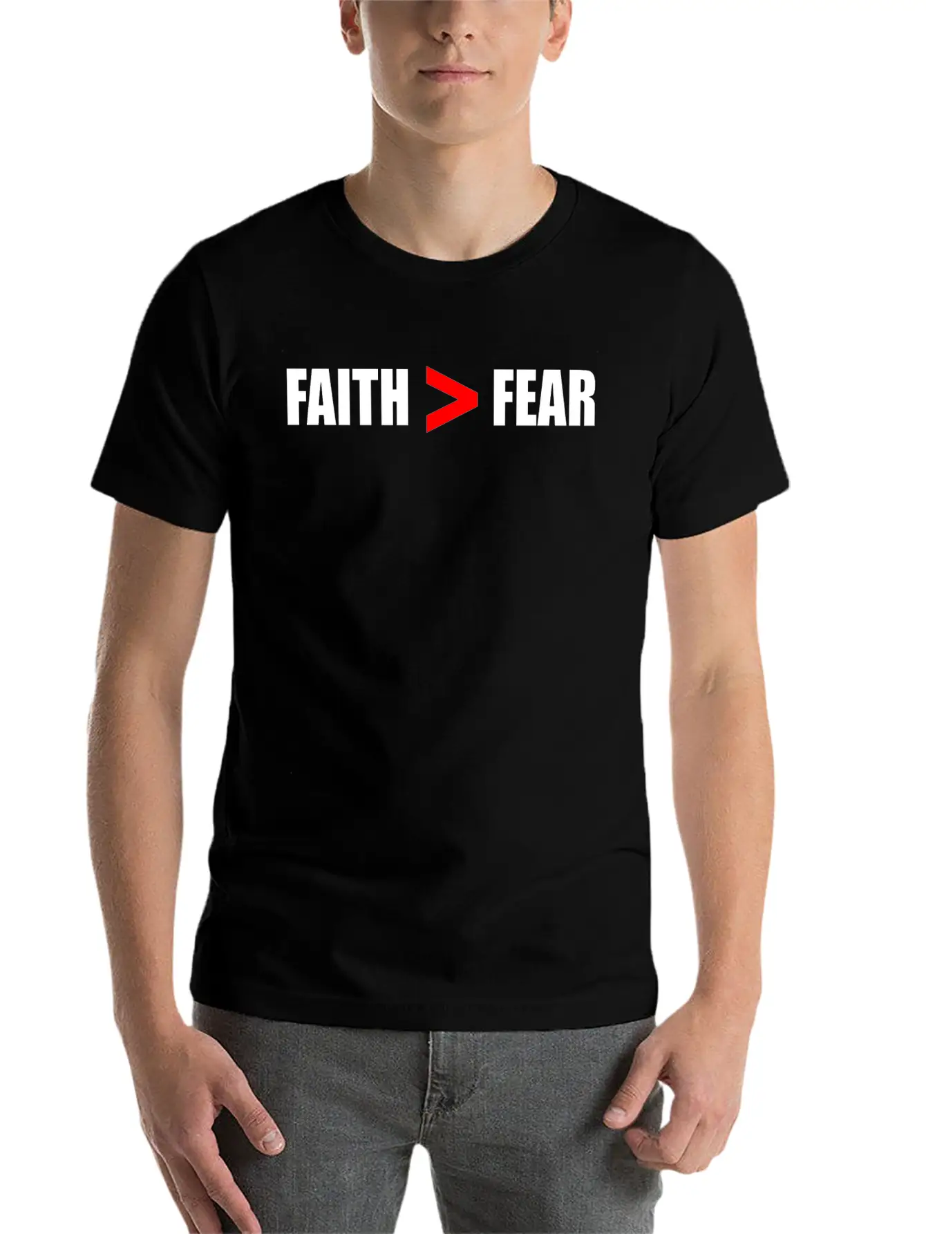 Faith Bigger Than Fear Breathable Soft Cotton T-Shirt – Timeless Casual Look