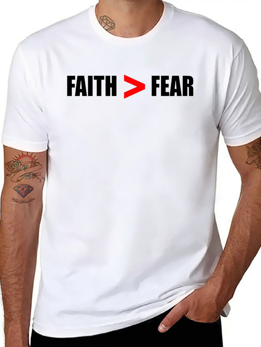 Faith Bigger Than Fear Breathable Soft Cotton T-Shirt – Timeless Casual Look