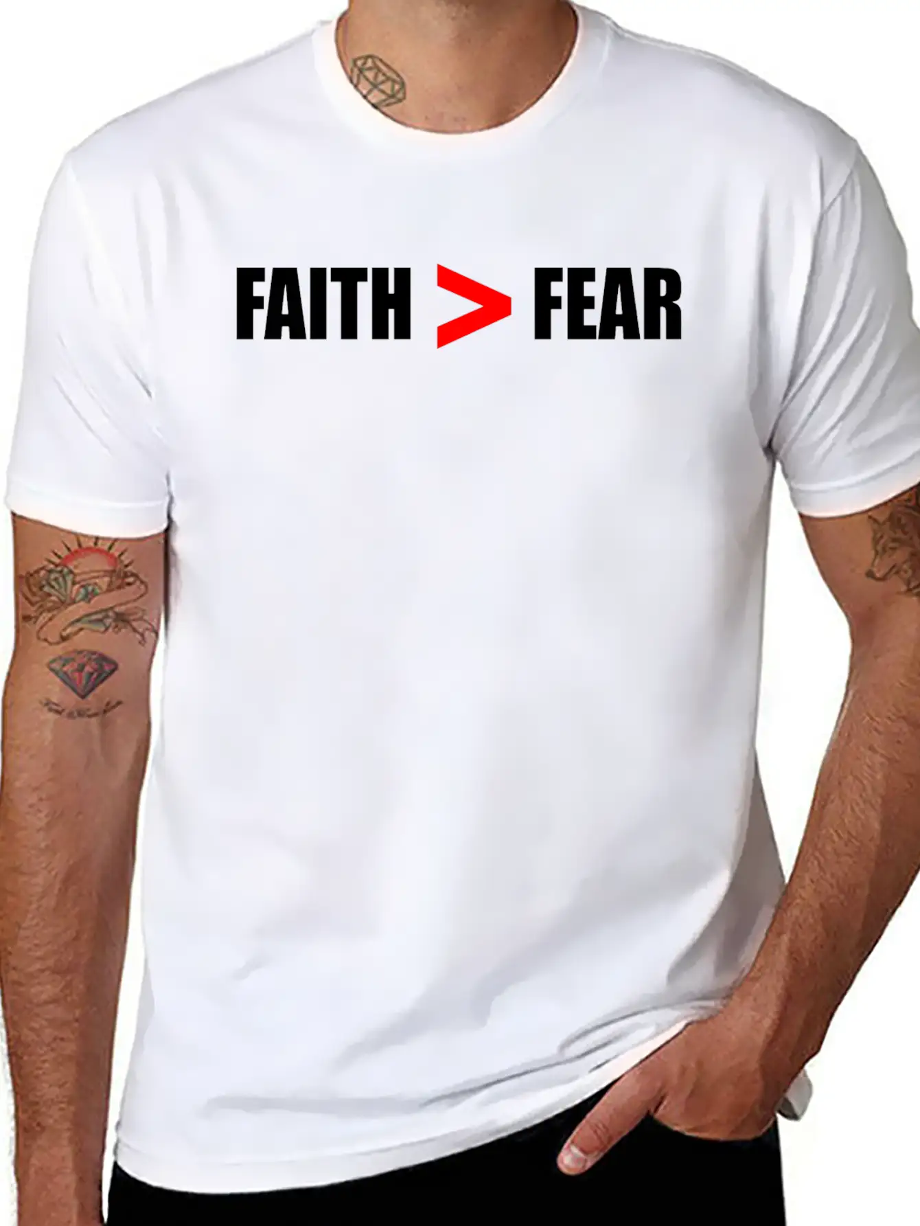 Faith Bigger Than Fear Breathable Soft Cotton T-Shirt – Timeless Casual Look