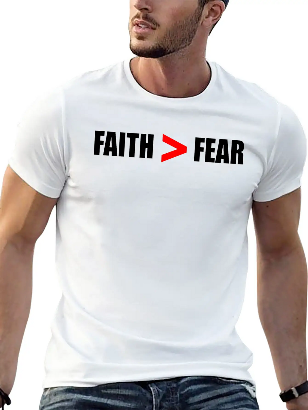 Faith Bigger Than Fear Breathable Soft Cotton T-Shirt – Timeless Casual Look
