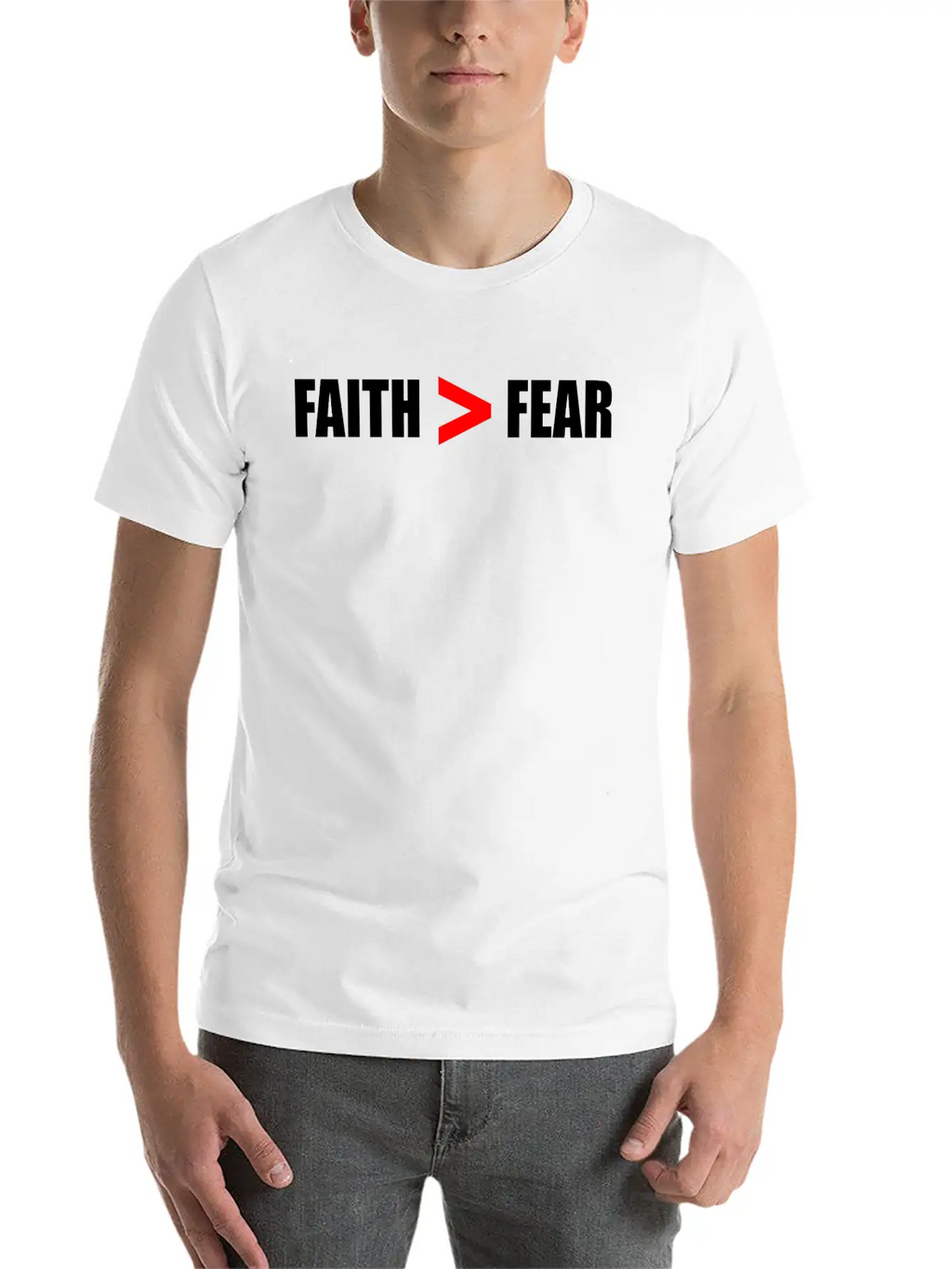 Faith Bigger Than Fear Breathable Soft Cotton T-Shirt – Timeless Casual Look