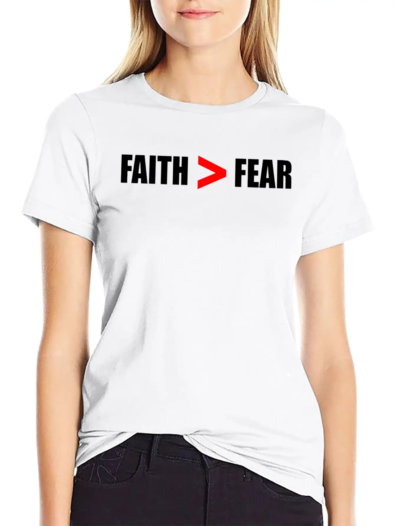 Faith Bigger Than Fear Breathable Soft Cotton T-Shirt – Timeless Casual Look