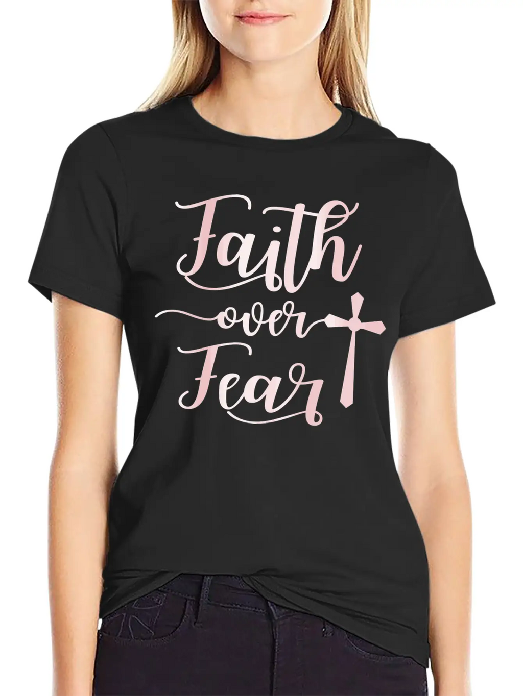 Faith Over Fear Bible Verse Quote Cute Christian C Unisex Casual T-Shirt – Clean Design For Daily Comfort