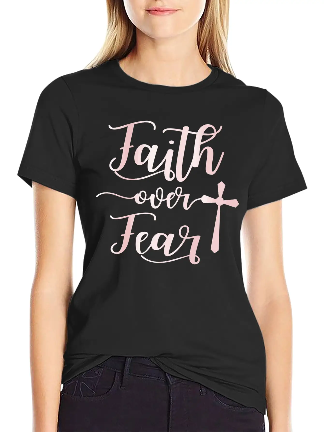 Faith Over Fear Bible Verse Quote Cute Christian C Unisex Casual T-Shirt – Clean Design For Daily Comfort