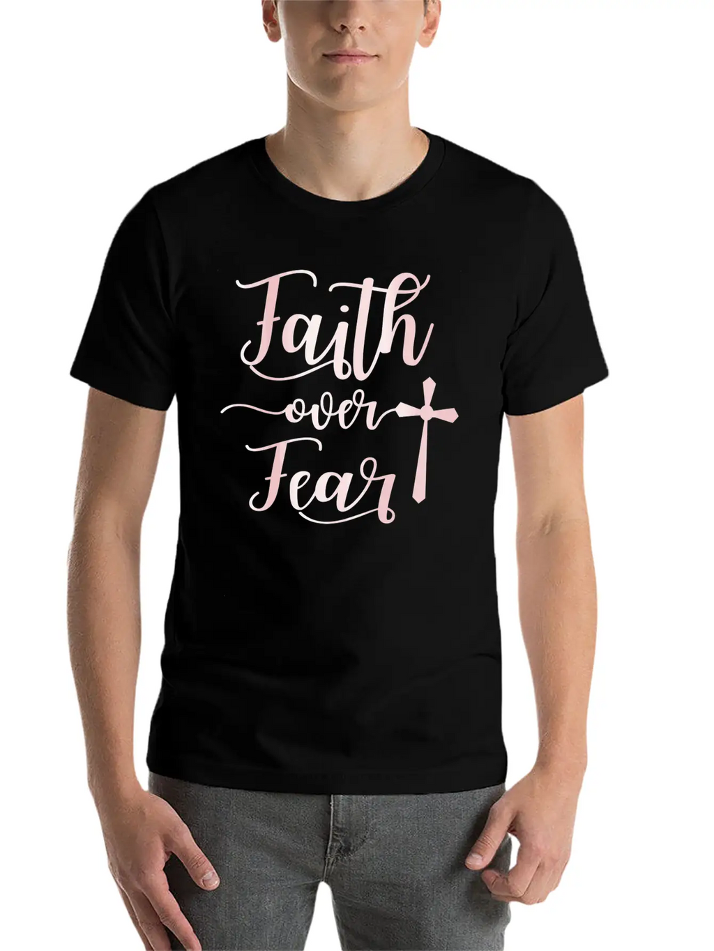 Faith Over Fear Bible Verse Quote Cute Christian C Unisex Casual T-Shirt – Clean Design For Daily Comfort