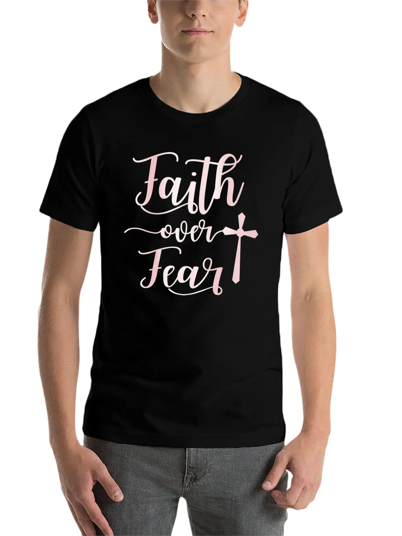Faith Over Fear Bible Verse Quote Cute Christian C Unisex Casual T-Shirt – Clean Design For Daily Comfort
