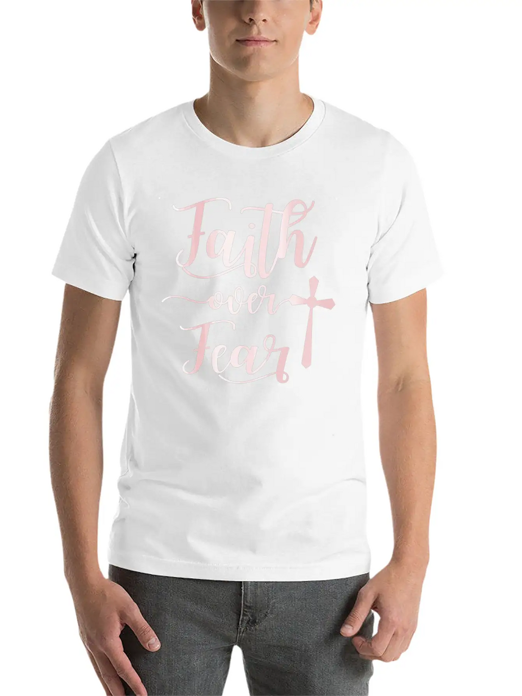 Faith Over Fear Bible Verse Quote Cute Christian C Unisex Casual T-Shirt – Clean Design For Daily Comfort
