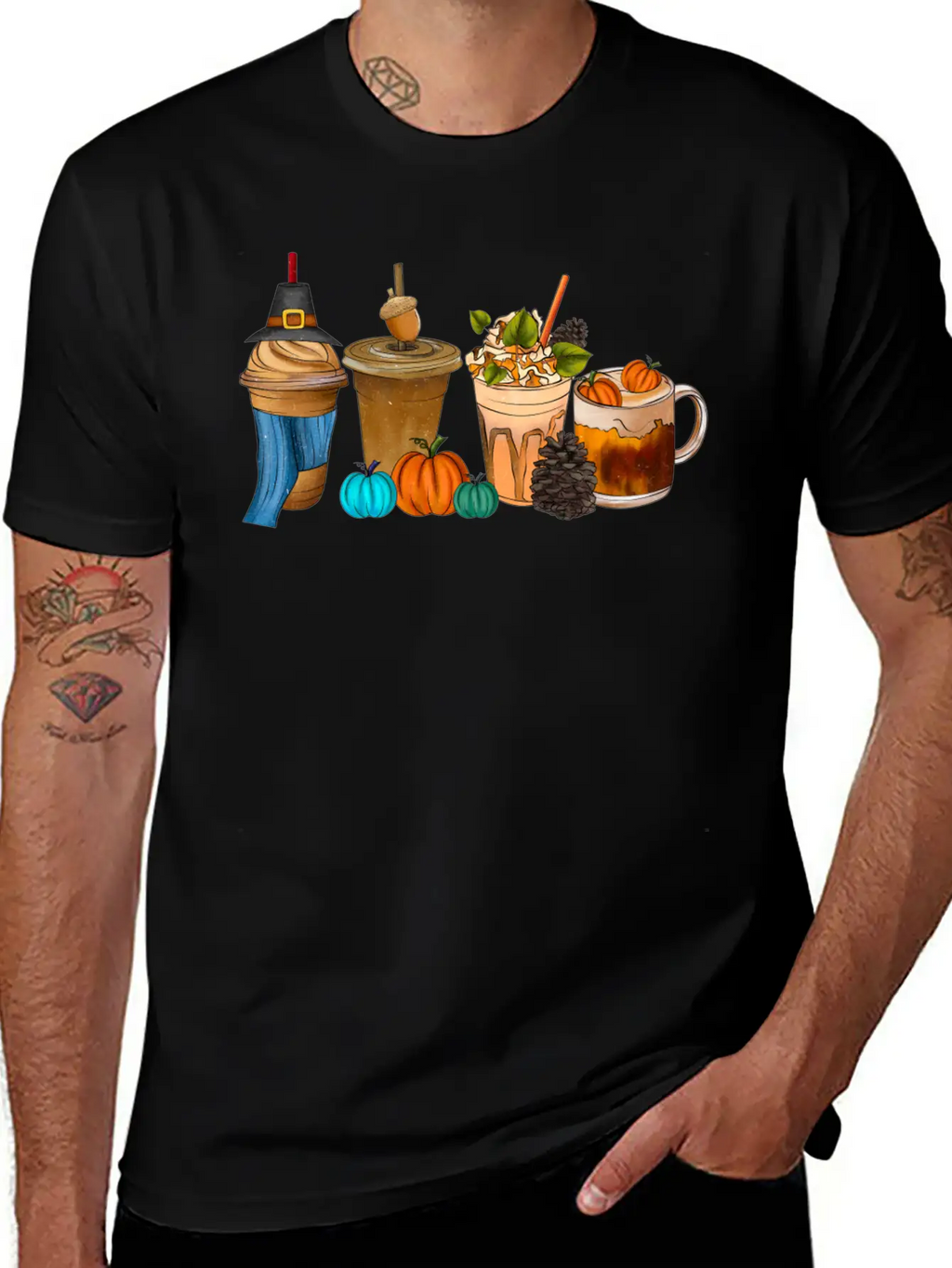 Fall Drink Coffee Unisex Short Sleeve Soft Cotton T-Shirt – Casual Everyday Wear