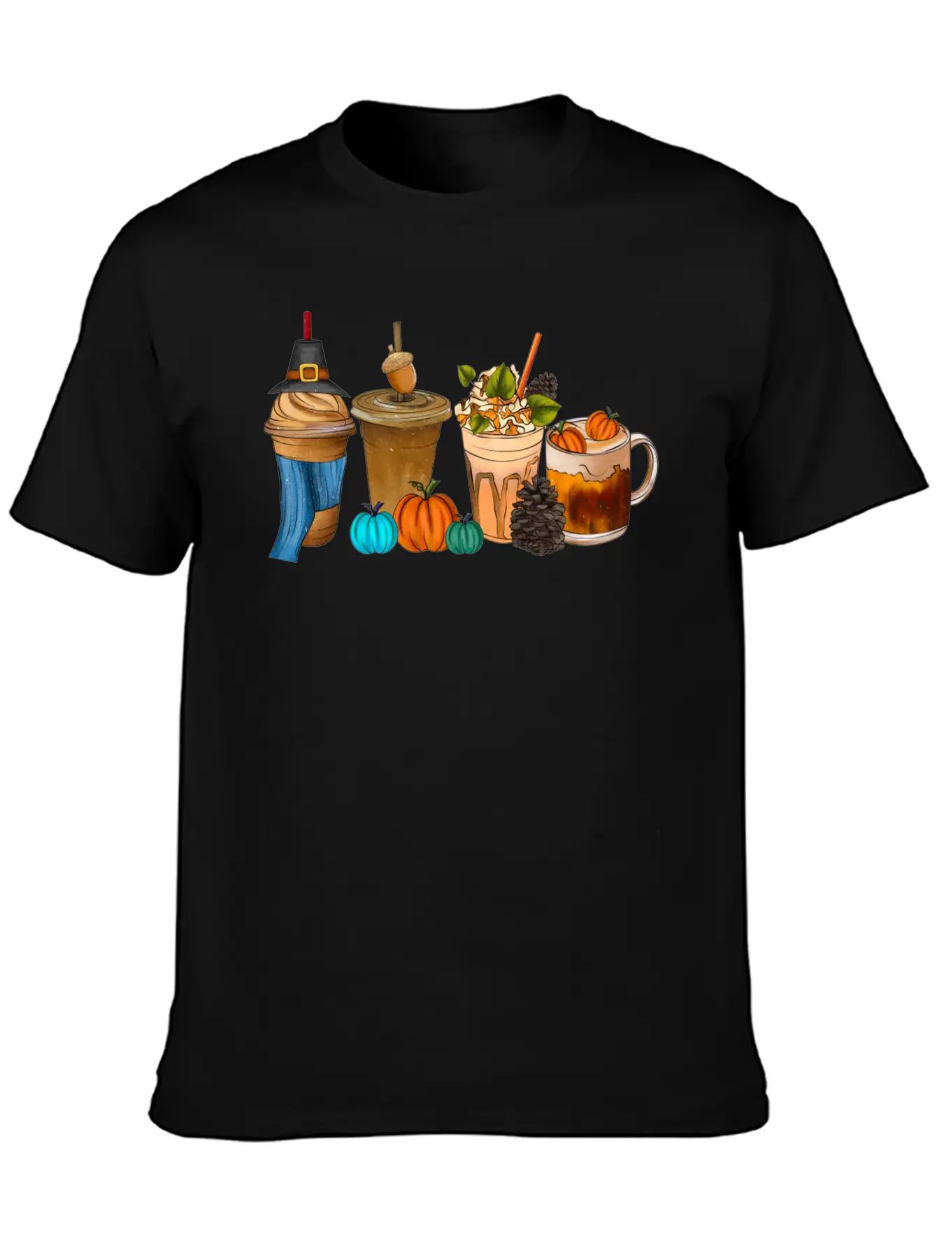 Fall Drink Coffee Unisex Short Sleeve Soft Cotton T-Shirt – Casual Everyday Wear