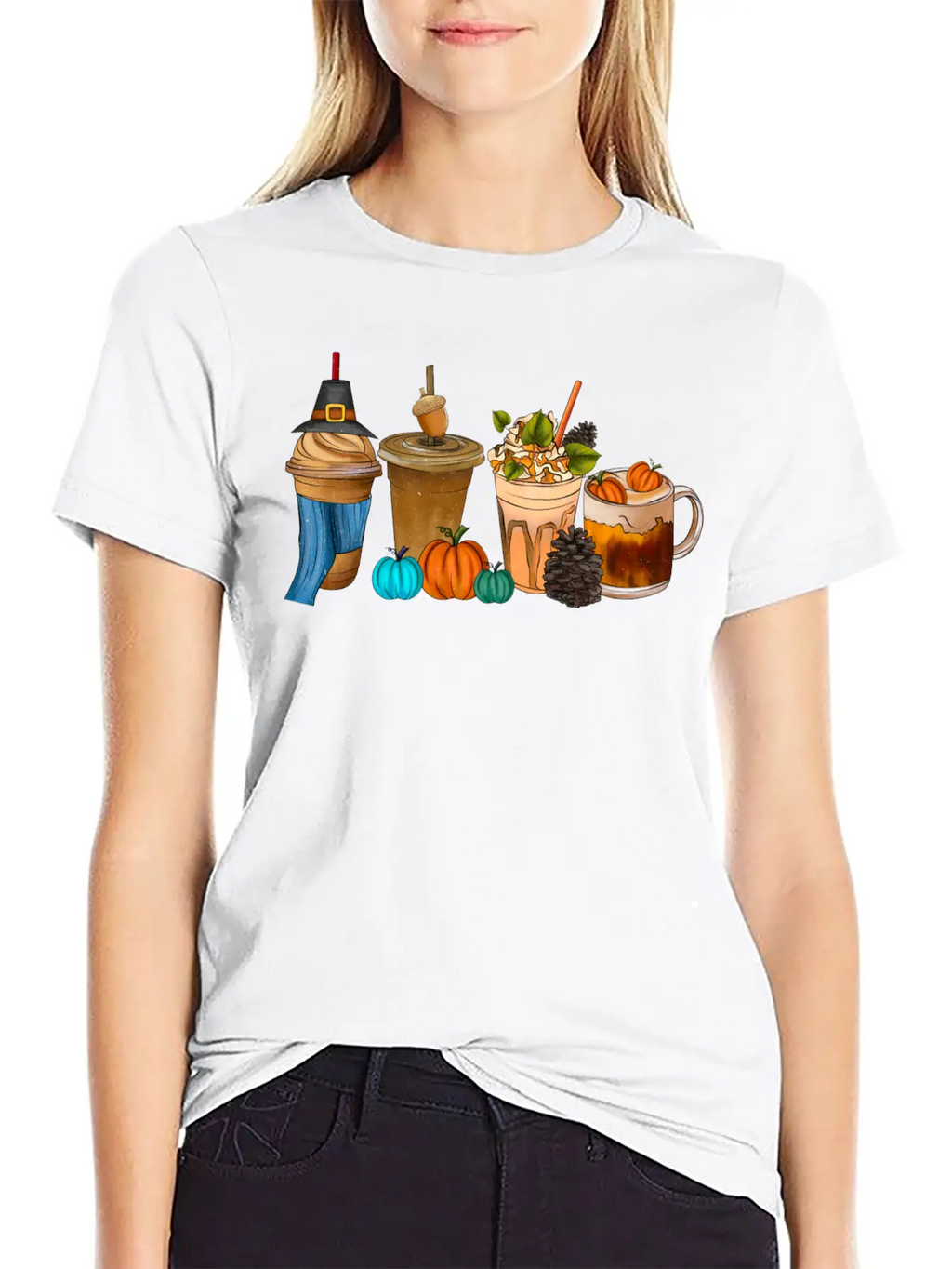 Fall Drink Coffee Unisex Short Sleeve Soft Cotton T-Shirt – Casual Everyday Wear