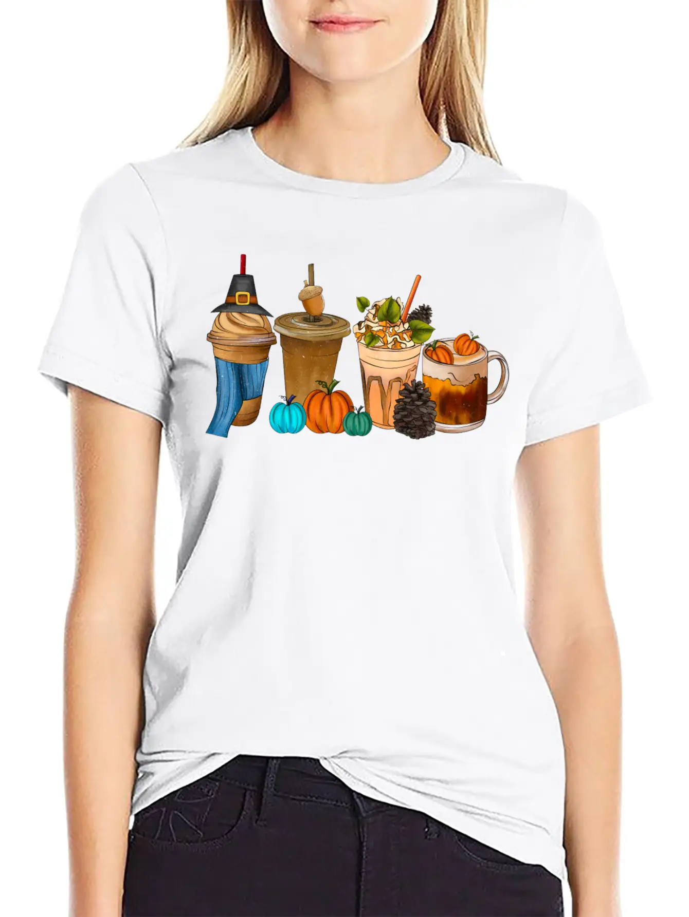 Fall Drink Coffee Unisex Short Sleeve Soft Cotton T-Shirt – Casual Everyday Wear