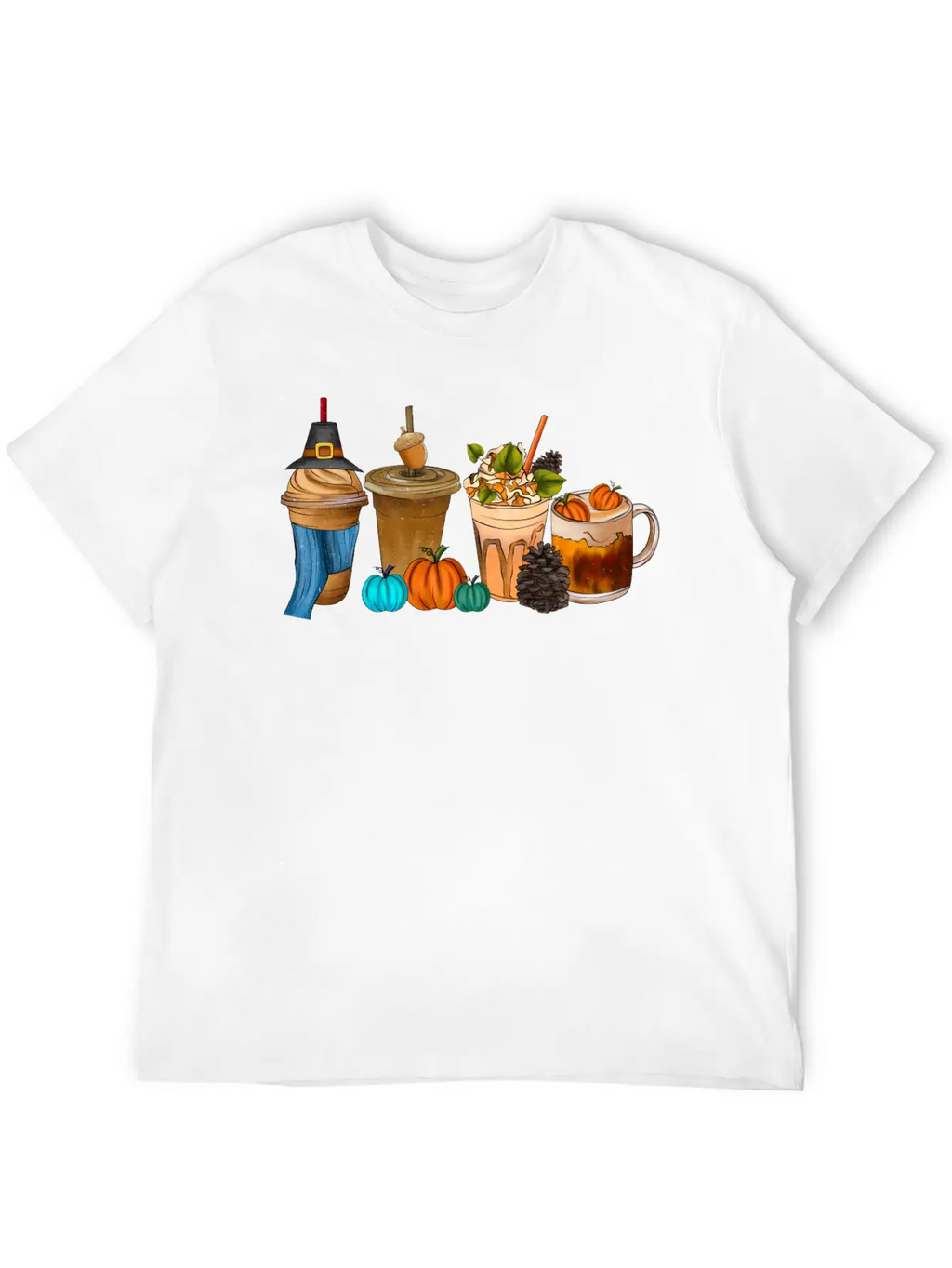 Fall Drink Coffee Unisex Short Sleeve Soft Cotton T-Shirt – Casual Everyday Wear