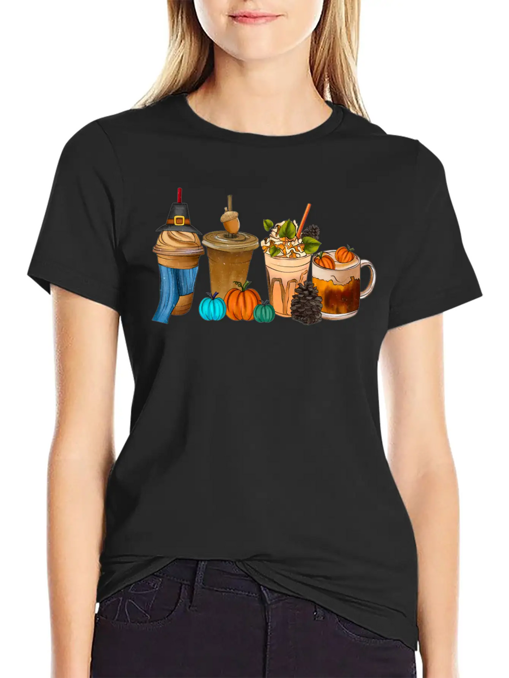 Fall Drink Coffee Unisex Short Sleeve Soft Cotton T-Shirt – Casual Everyday Wear