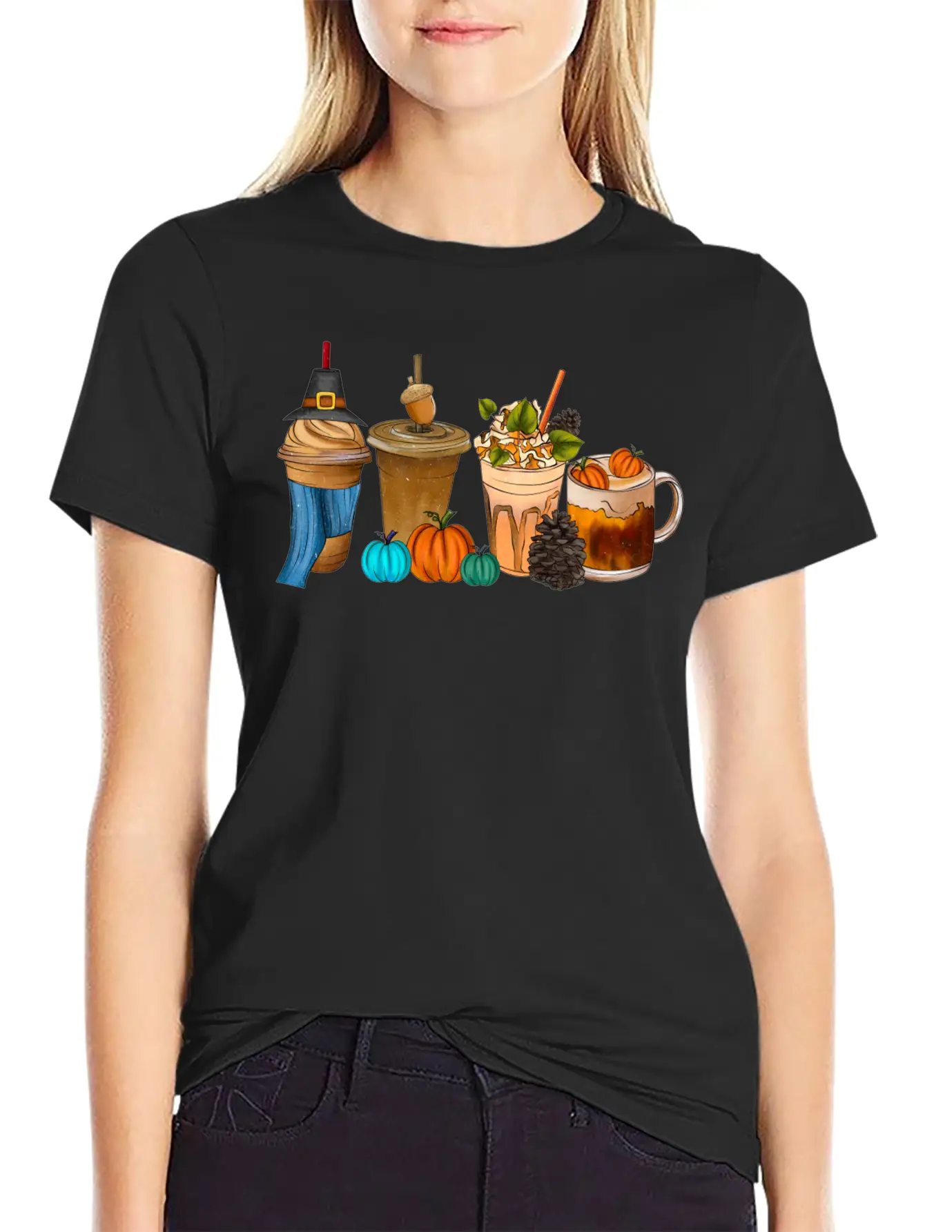 Fall Drink Coffee Unisex Short Sleeve Soft Cotton T-Shirt – Casual Everyday Wear