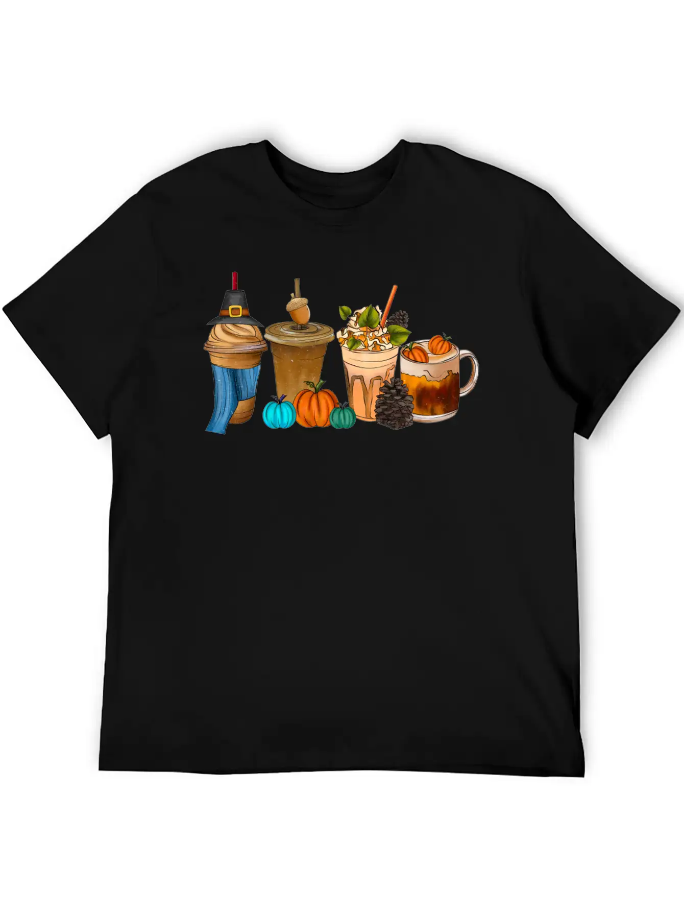 Fall Drink Coffee Unisex Short Sleeve Soft Cotton T-Shirt – Casual Everyday Wear