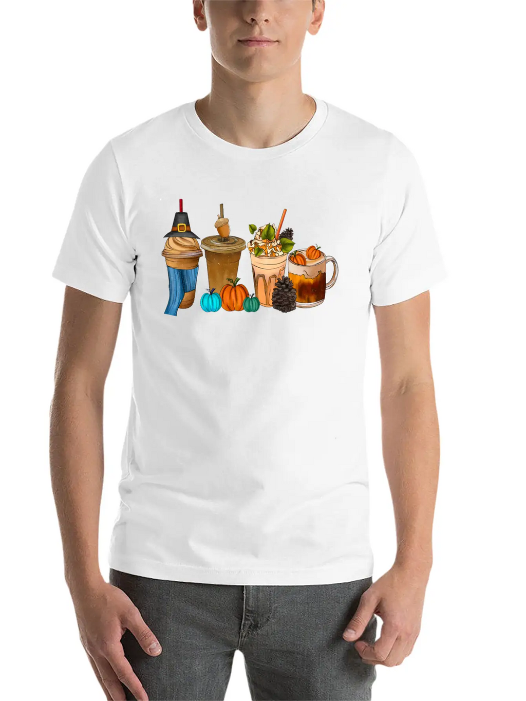 Fall Drink Coffee Unisex Short Sleeve Soft Cotton T-Shirt – Casual Everyday Wear