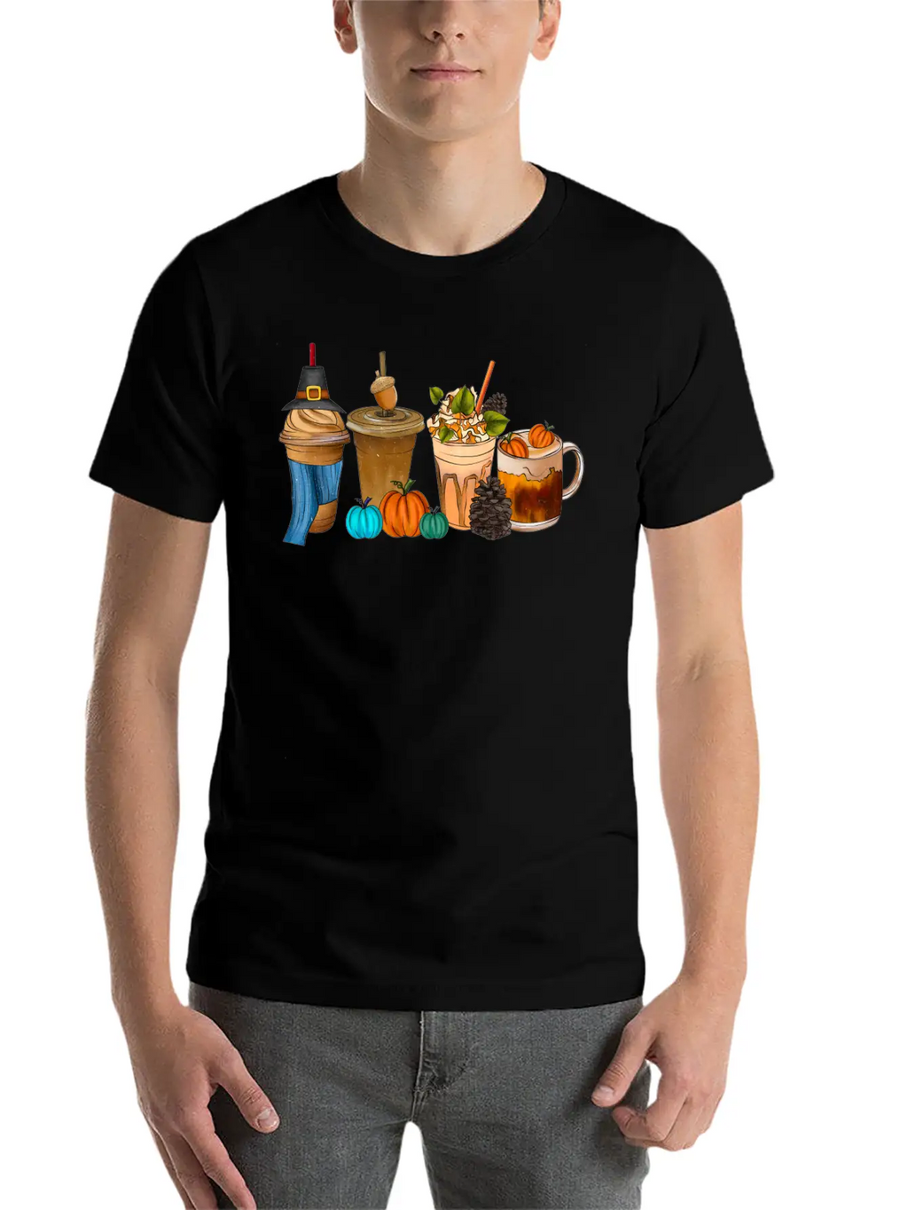 Fall Drink Coffee Unisex Short Sleeve Soft Cotton T-Shirt – Casual Everyday Wear