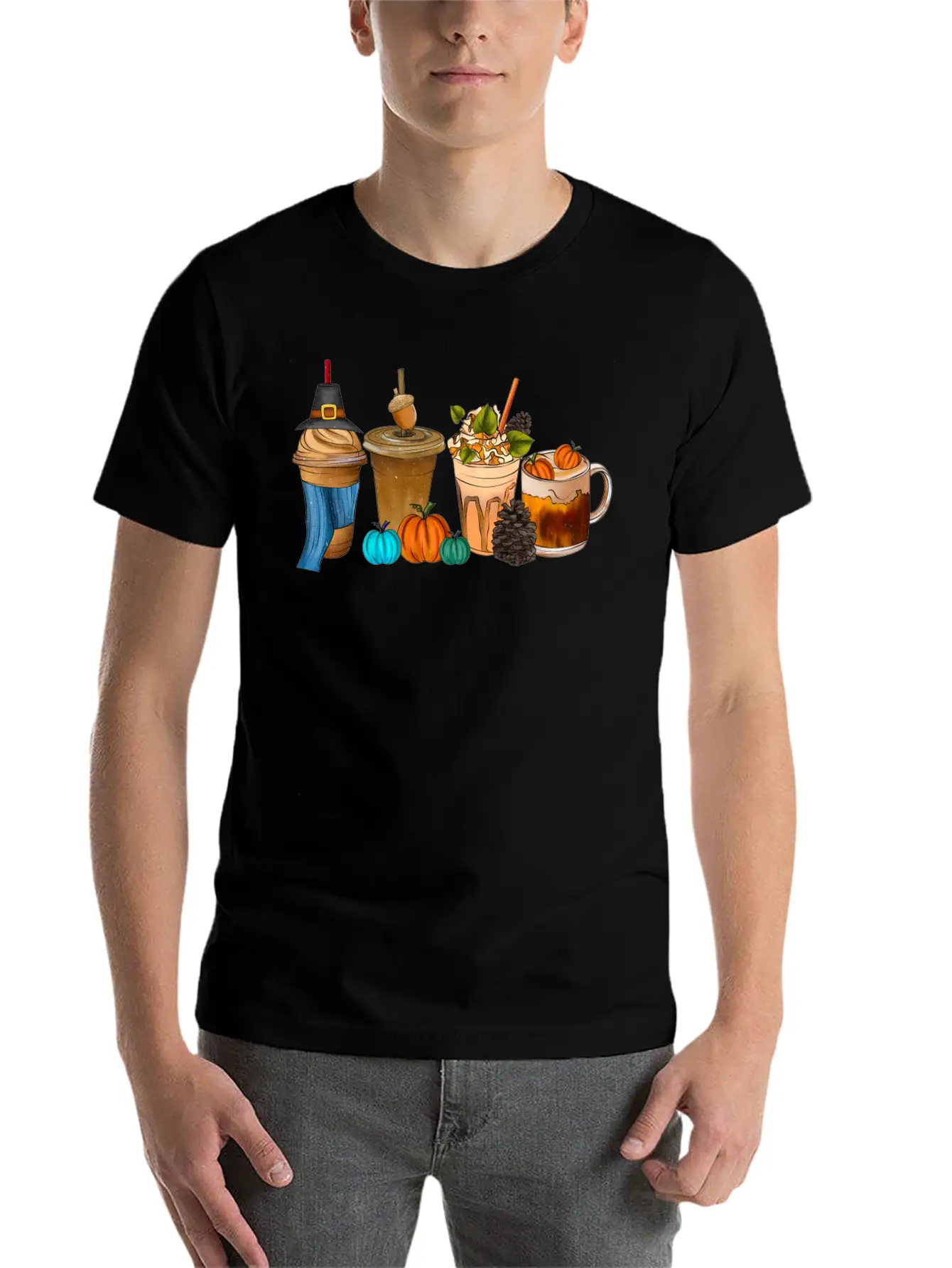 Fall Drink Coffee Unisex Short Sleeve Soft Cotton T-Shirt – Casual Everyday Wear