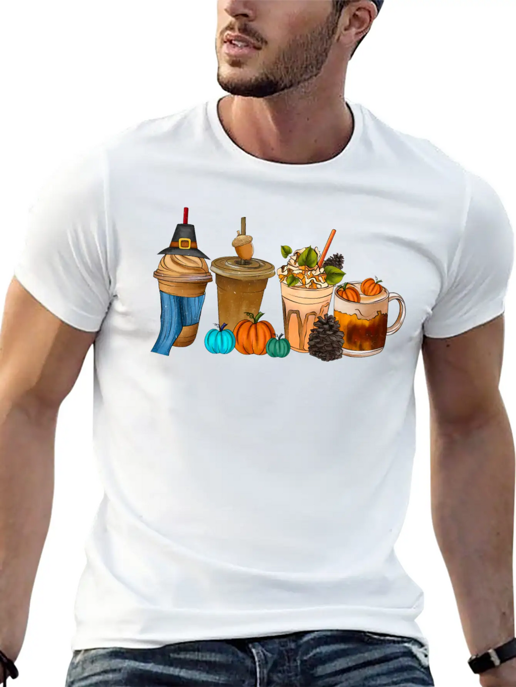 Fall Drink Coffee Unisex Short Sleeve Soft Cotton T-Shirt – Casual Everyday Wear