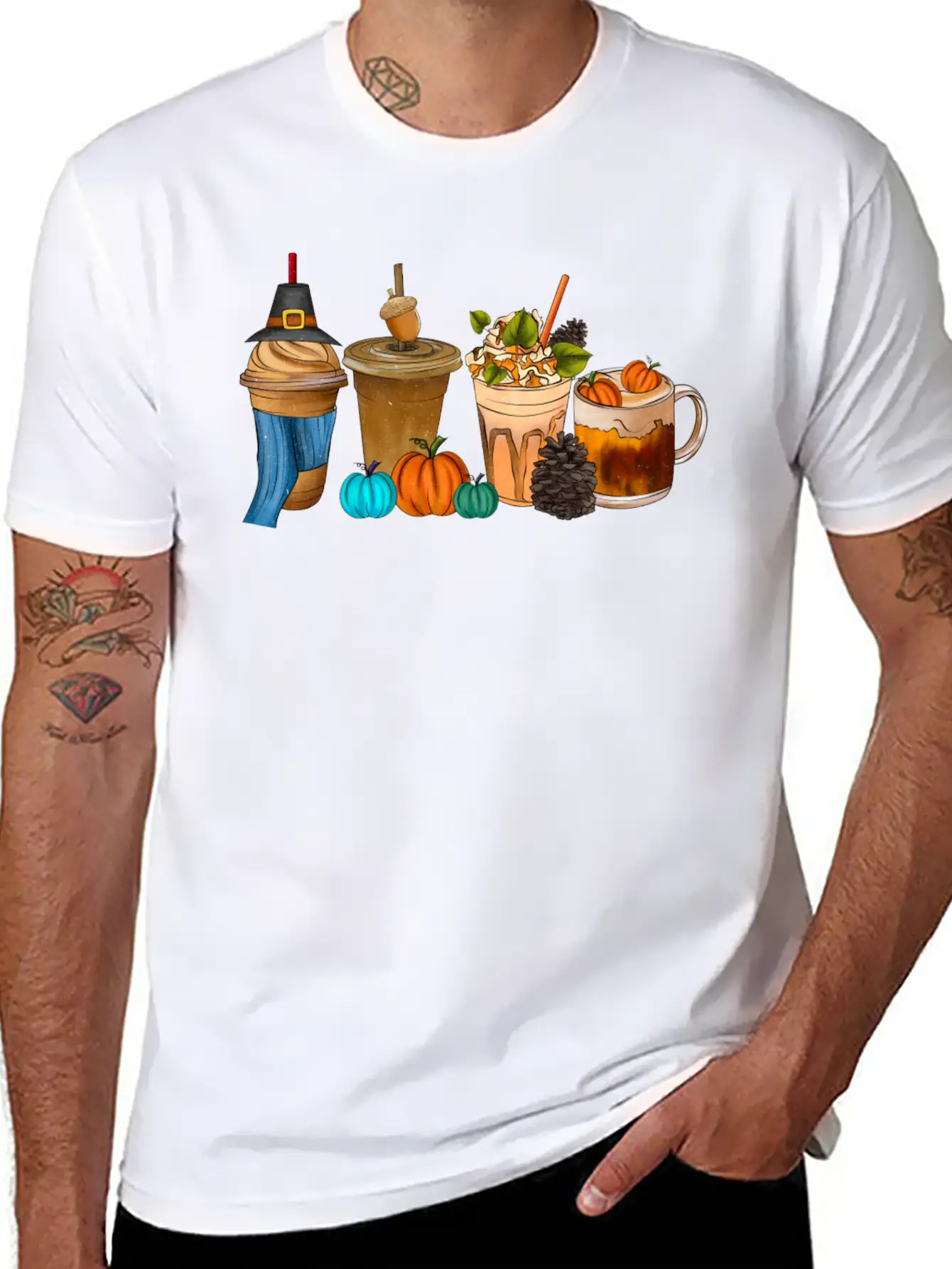 Fall Drink Coffee Unisex Short Sleeve Soft Cotton T-Shirt – Casual Everyday Wear
