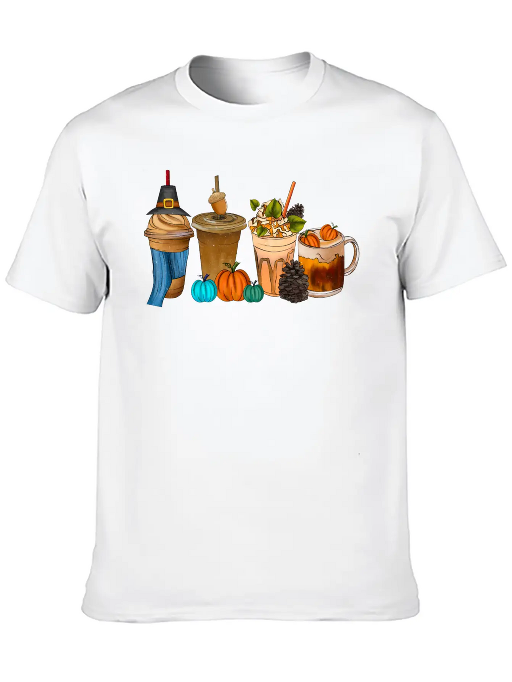 Fall Drink Coffee Unisex Short Sleeve Soft Cotton T-Shirt – Casual Everyday Wear