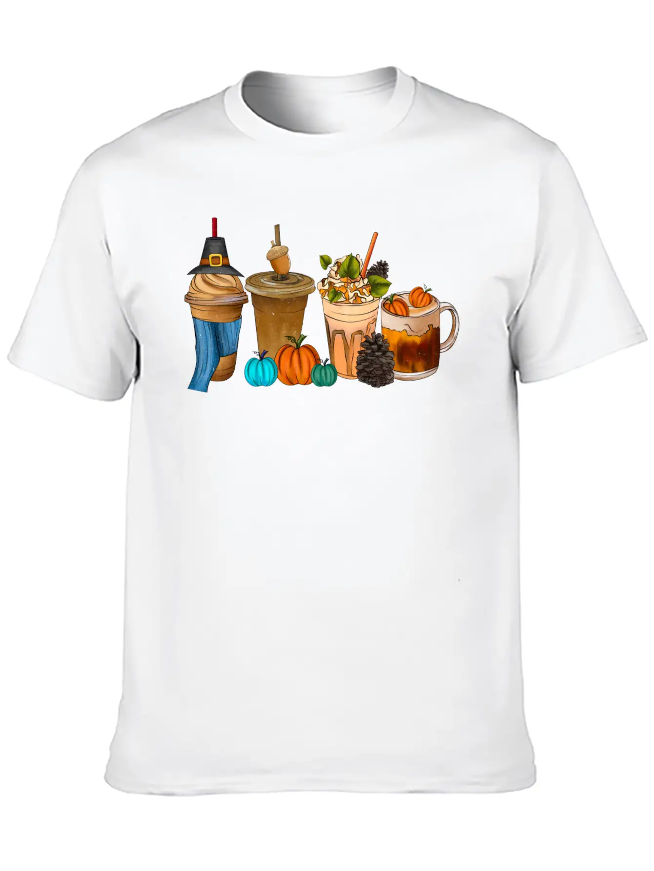 Fall Drink Coffee Unisex Short Sleeve Soft Cotton T-Shirt – Casual Everyday Wear