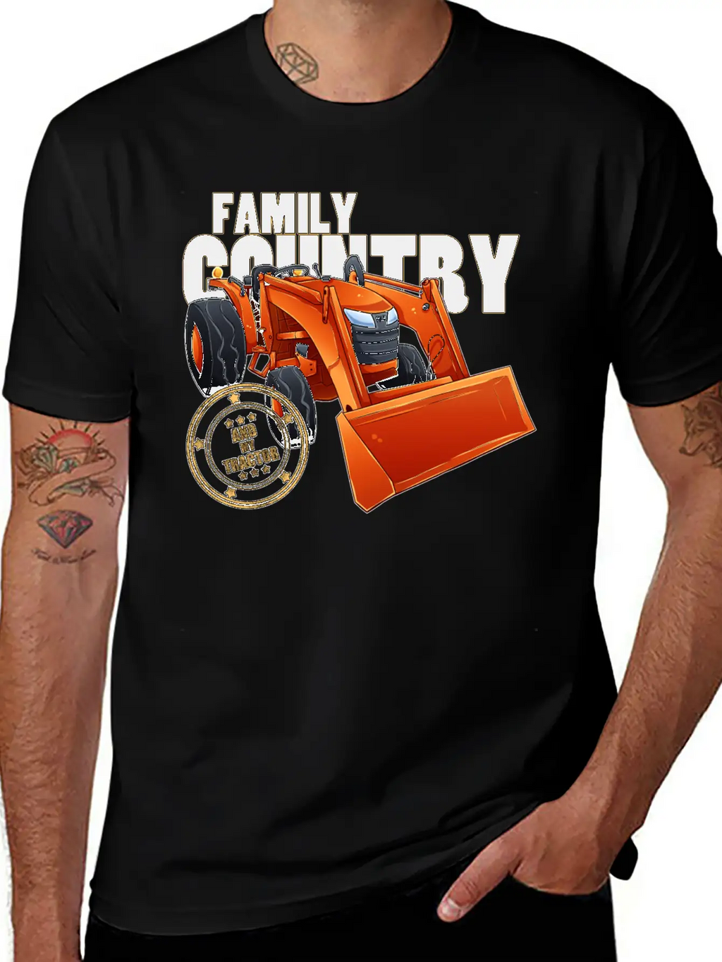 Family, Country & My Tractor Unisex Short Sleeve Soft Cotton T-Shirt – Casual Everyday Wear