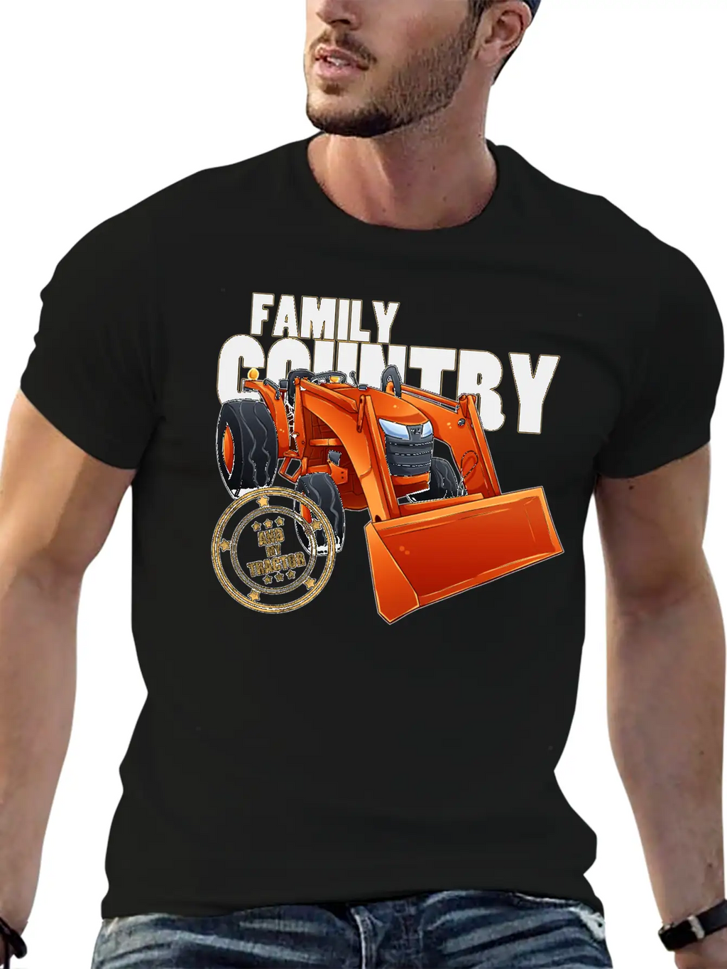 Family, Country & My Tractor Unisex Short Sleeve Soft Cotton T-Shirt – Casual Everyday Wear