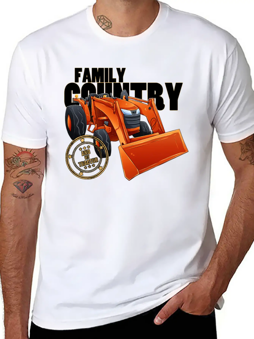 Family, Country & My Tractor Unisex Short Sleeve Soft Cotton T-Shirt – Casual Everyday Wear