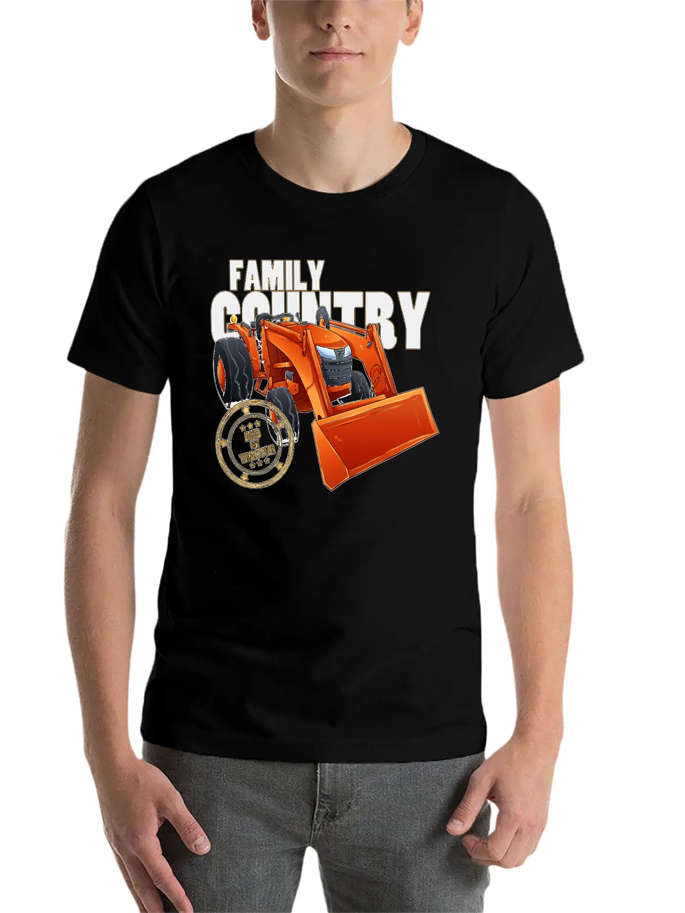 Family, Country & My Tractor Unisex Short Sleeve Soft Cotton T-Shirt – Casual Everyday Wear