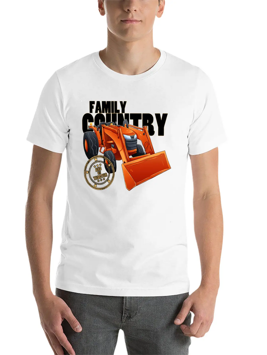 Family, Country & My Tractor Unisex Short Sleeve Soft Cotton T-Shirt – Casual Everyday Wear