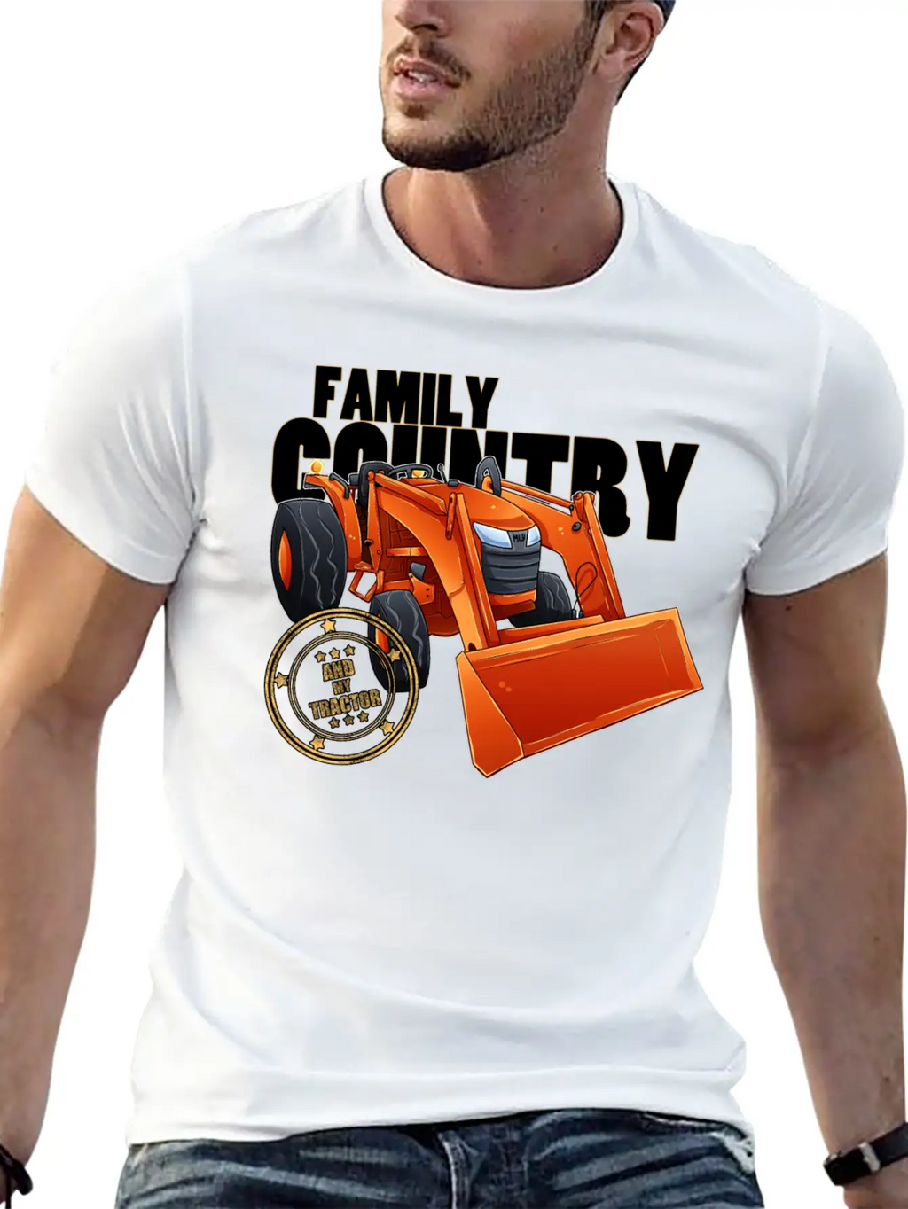 Family, Country & My Tractor Unisex Short Sleeve Soft Cotton T-Shirt – Casual Everyday Wear