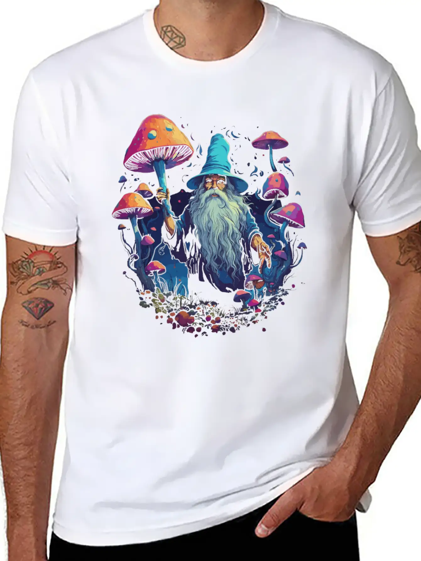 Fantasy Mushroom | Forest | Nature | Goa Festival Unisex Short Sleeve Soft Cotton T-Shirt – Casual Everyday Wear
