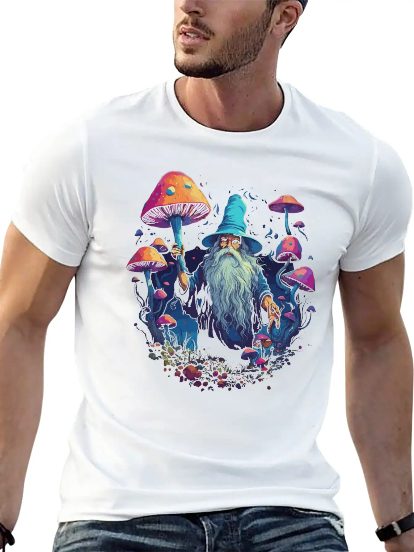 Fantasy Mushroom | Forest | Nature | Goa Festival Unisex Short Sleeve Soft Cotton T-Shirt – Casual Everyday Wear