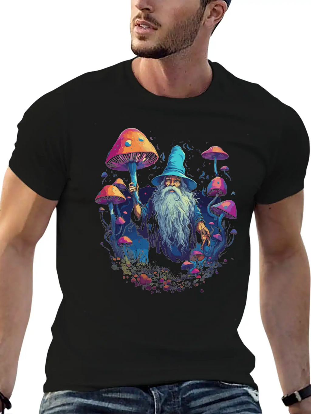 Fantasy Mushroom | Forest | Nature | Goa Festival Unisex Short Sleeve Soft Cotton T-Shirt – Casual Everyday Wear