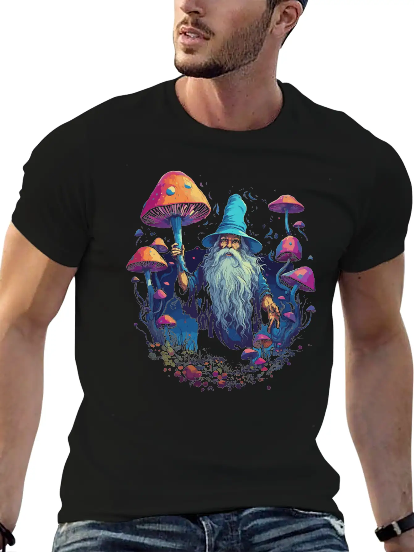 Fantasy Mushroom | Forest | Nature | Goa Festival Unisex Short Sleeve Soft Cotton T-Shirt – Casual Everyday Wear