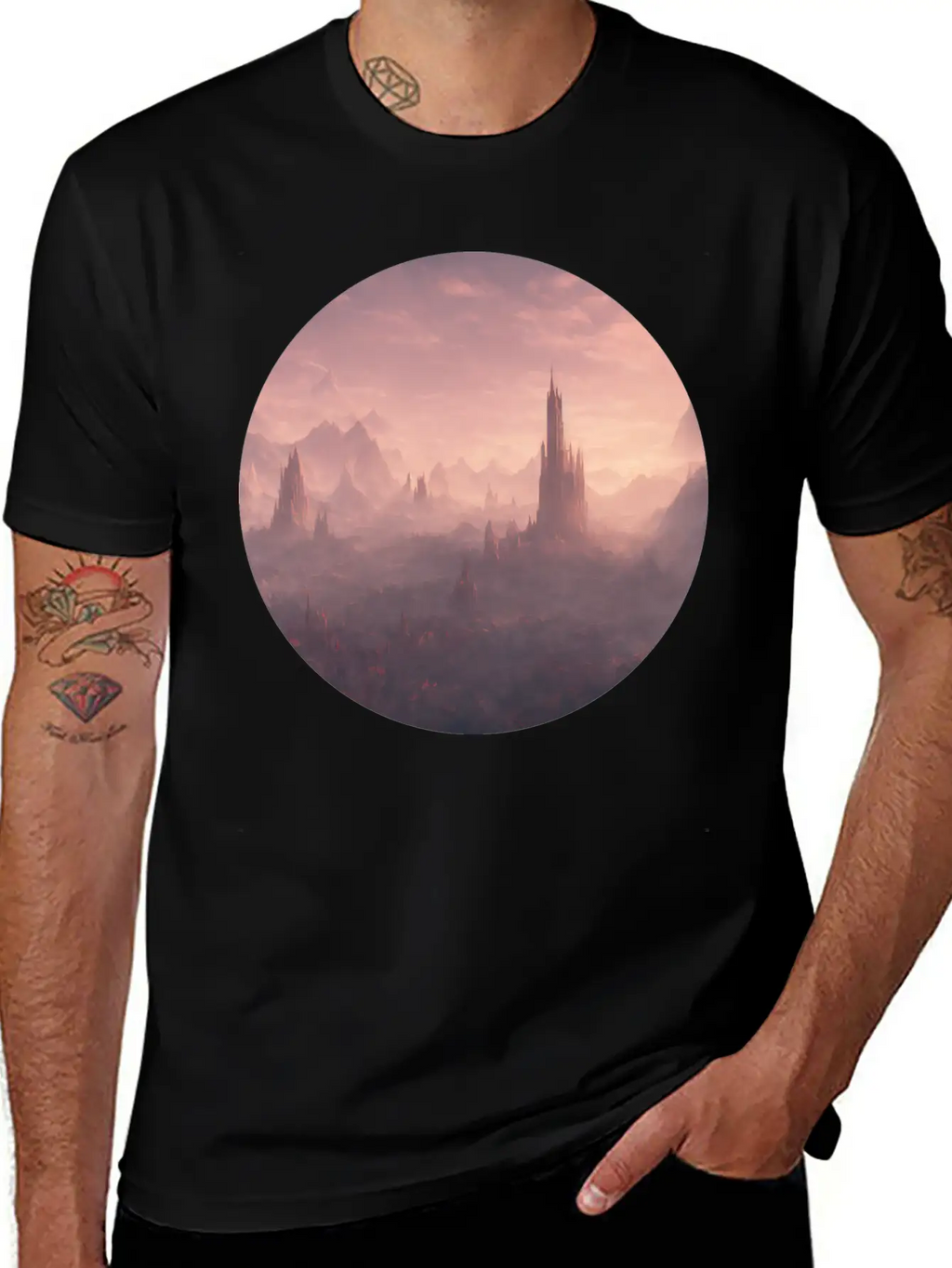 Fantasy Surreal Landscape Unisex Short Sleeve Soft Cotton T-Shirt – Casual Everyday Wear